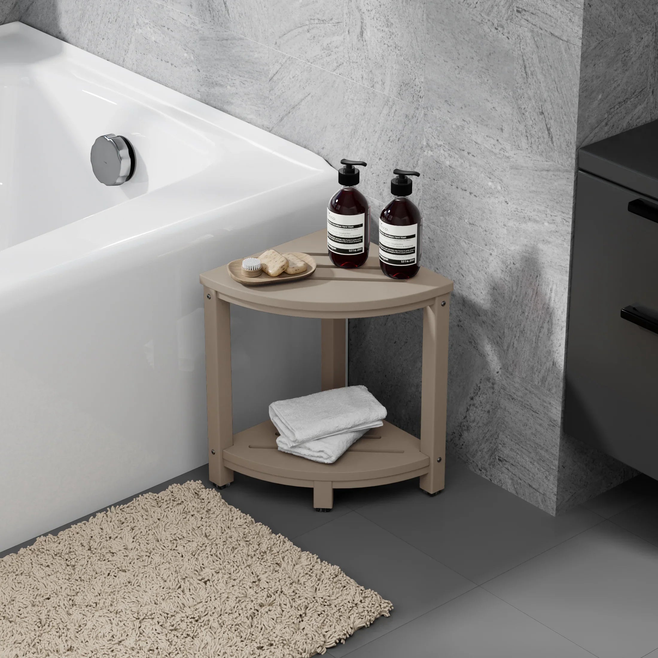 Ventura HDPE Plastic Waterproof Shower Corner Bench