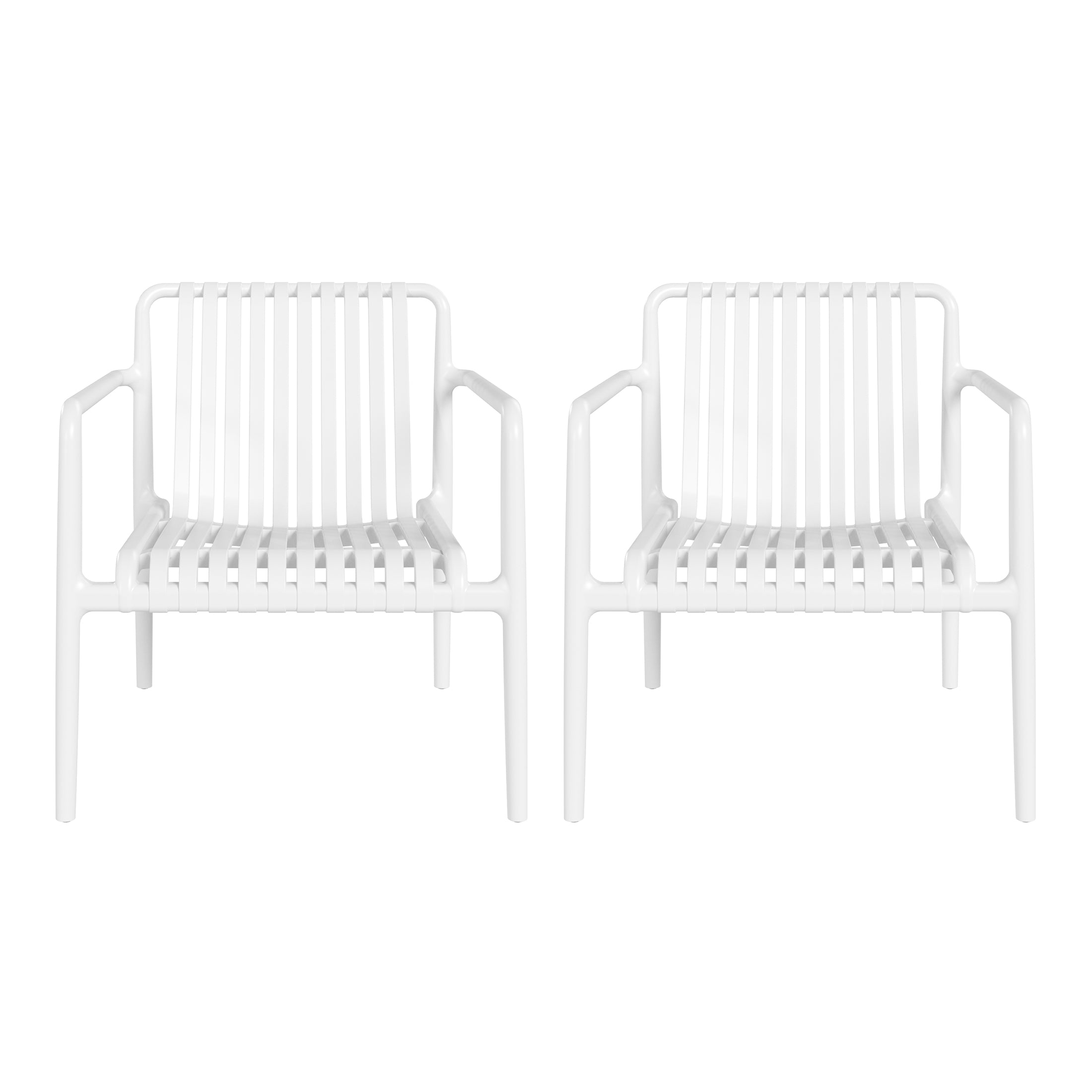 Sunshine Outdoor Modern Stackable Plastic Patio Club Armchairs (Set of 2)