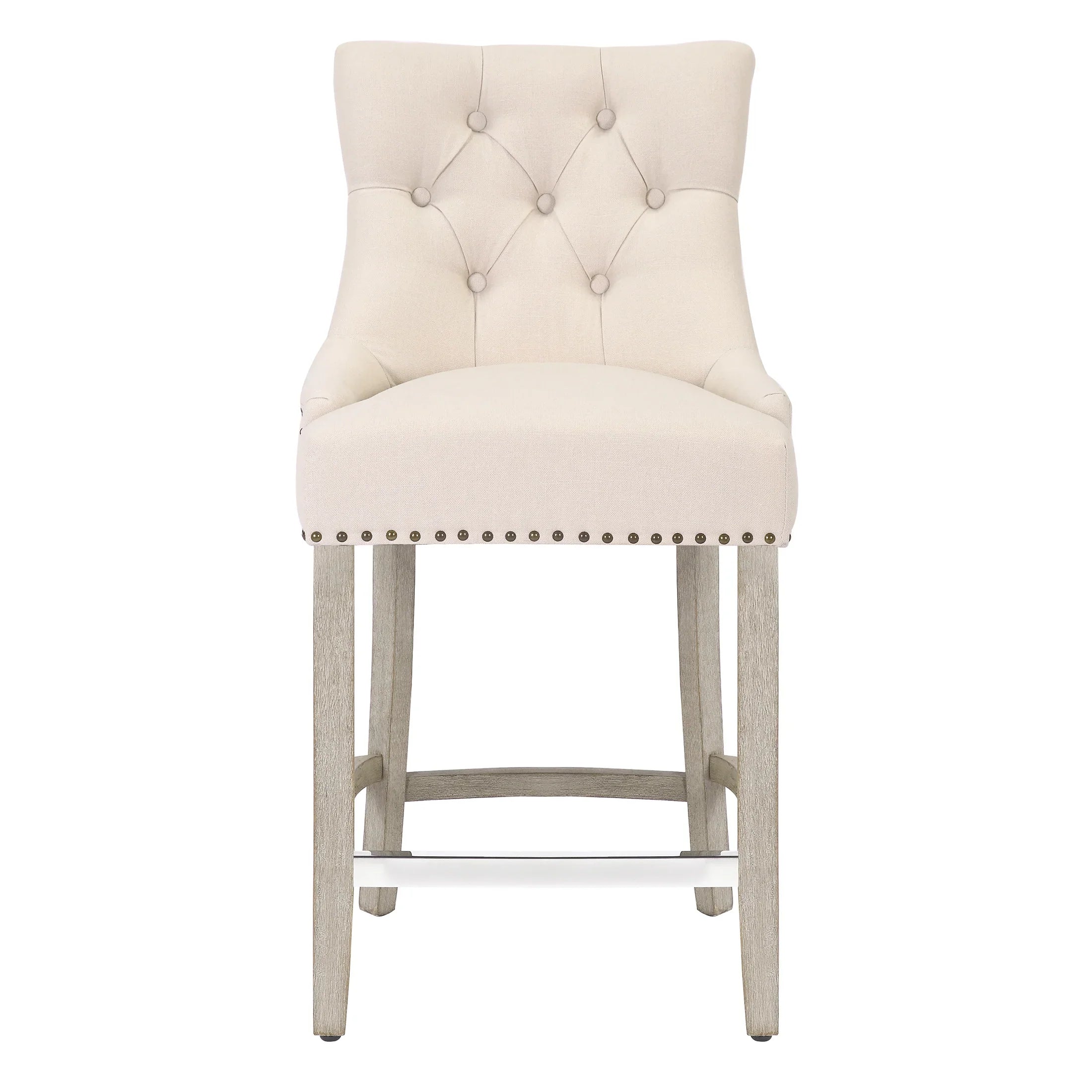 Bellmount 24" Upholstered Wood Bar Stool with Tufted Back