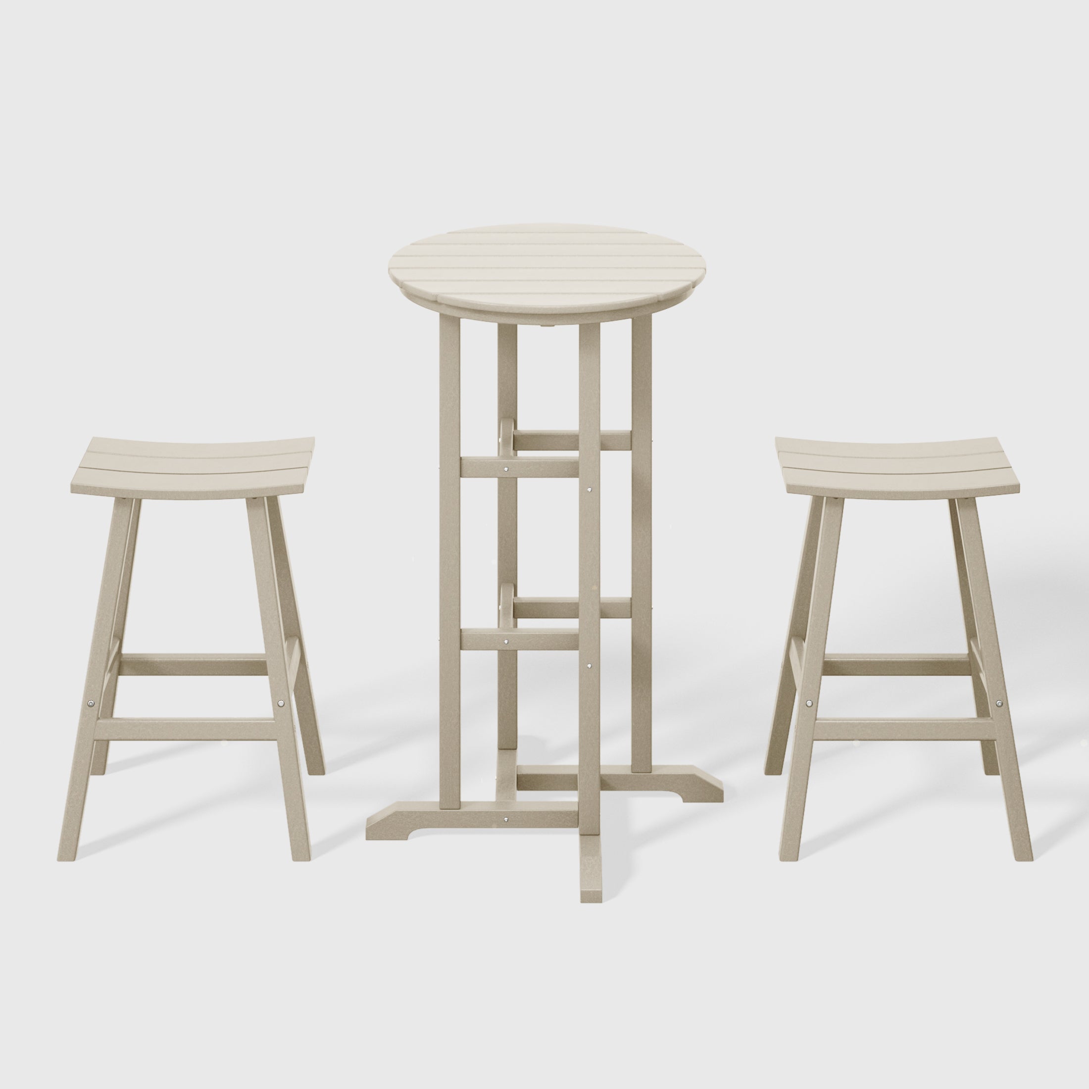 Paradise Outdoor Patio Bar Height Table and Bar Stool 3-Piece Dining Set