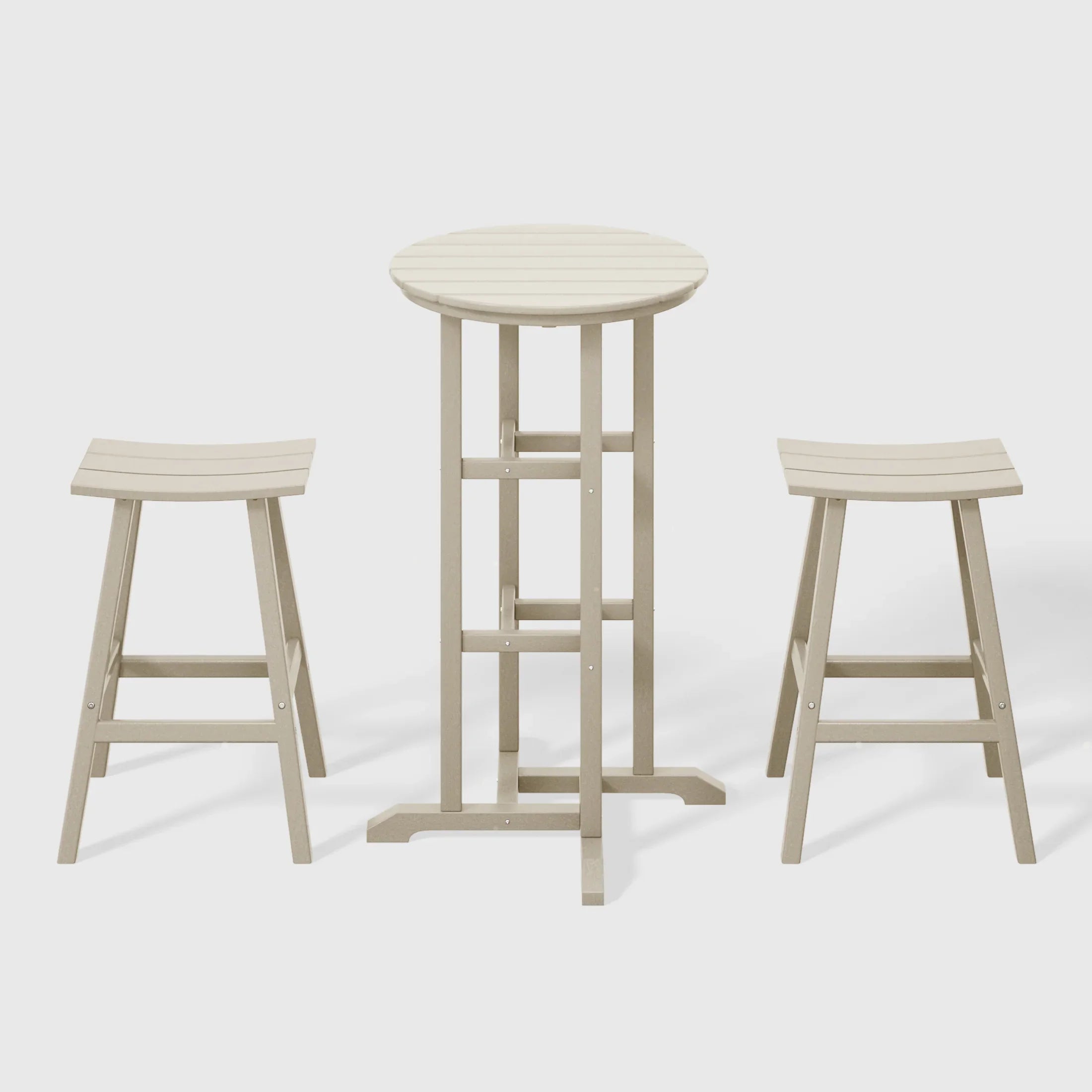 Paradise Outdoor Patio Bar Height Table and Bar Stool 3-Piece Dining Set
