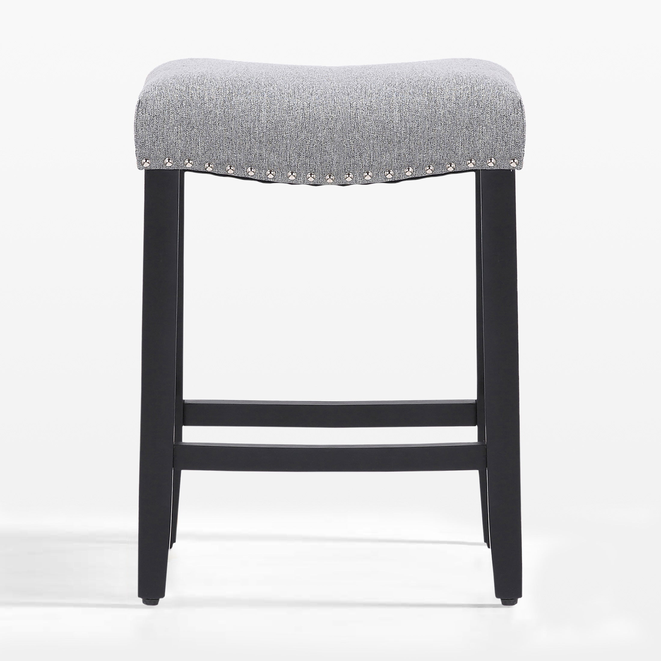 Bulmon 24" upholstered nail head bar counter stool with Black color legs