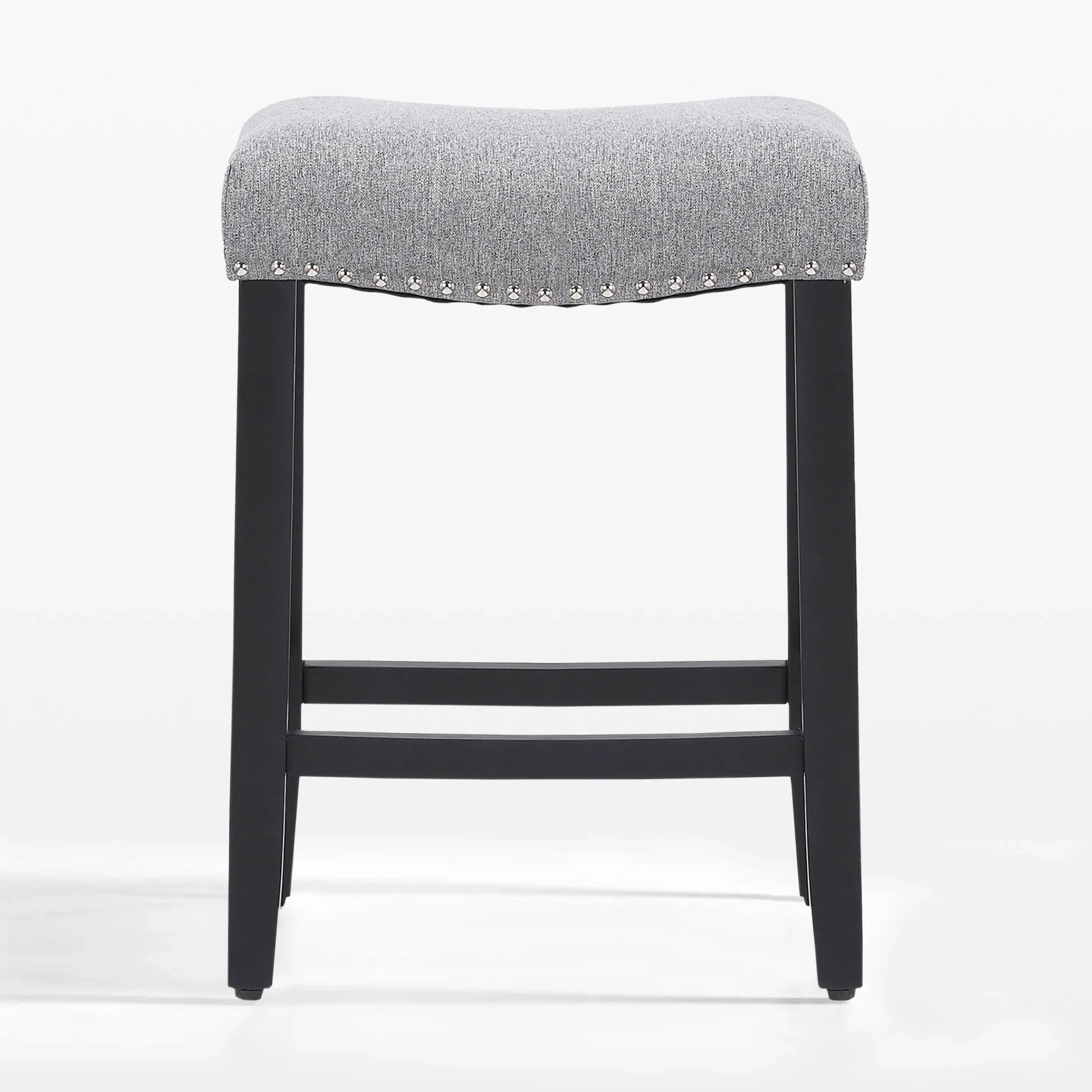 Bulmon 24" upholstered nail head bar counter stool with Black color legs