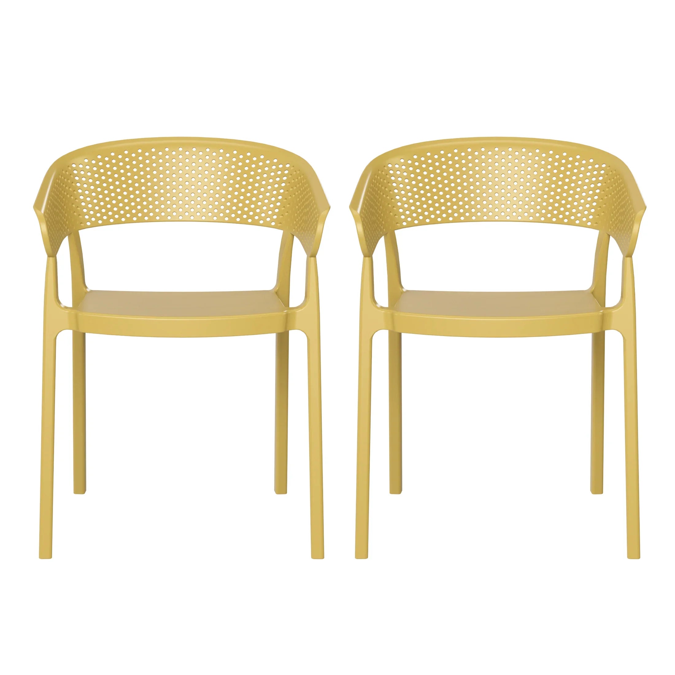 Sunshine Outdoor Modern Stackable Plastic Resin Patio Dining Armchair (Set of 2)