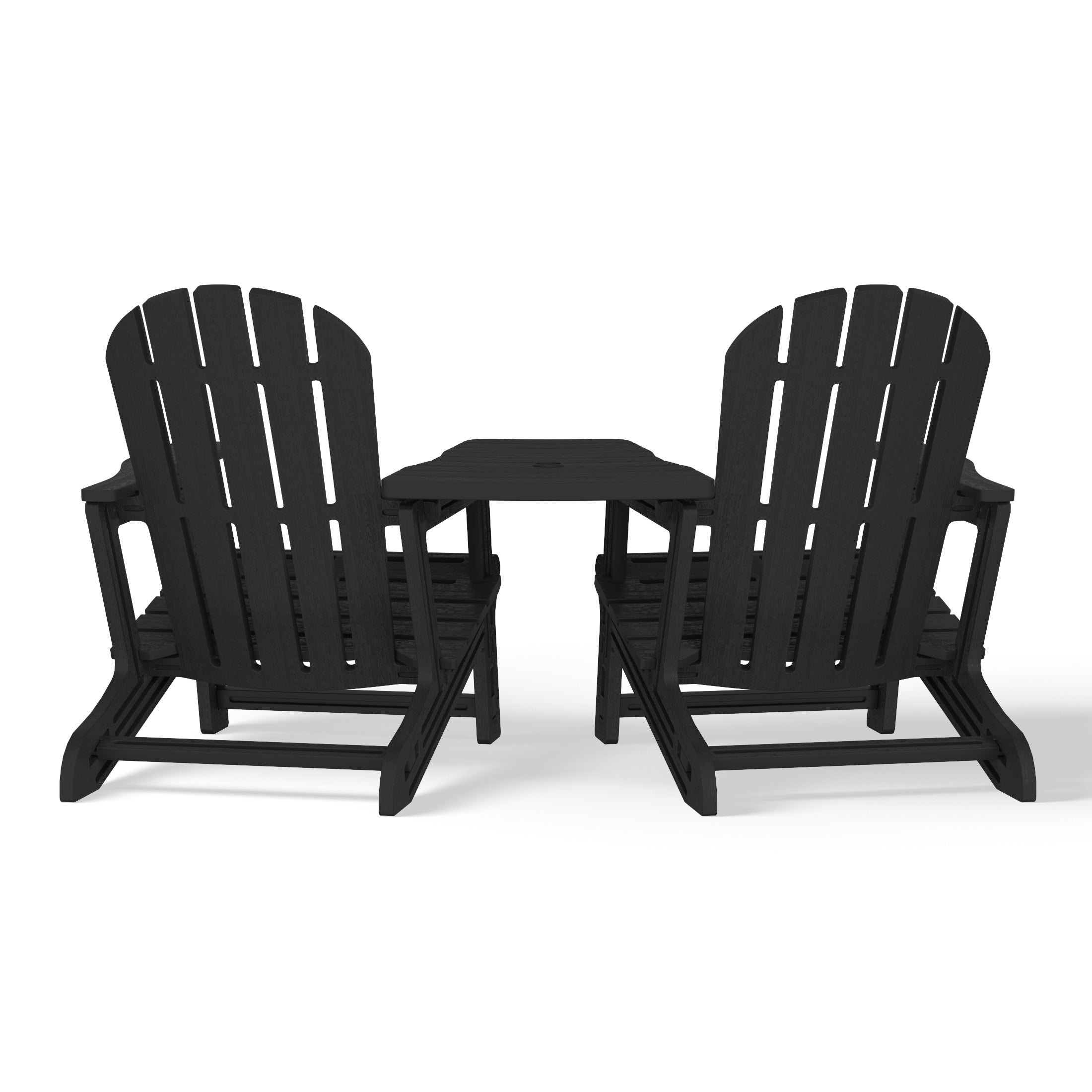 Cayman Outdoor HDPE Adirondack Chairs With Connecting Table Tray (Set of 2)