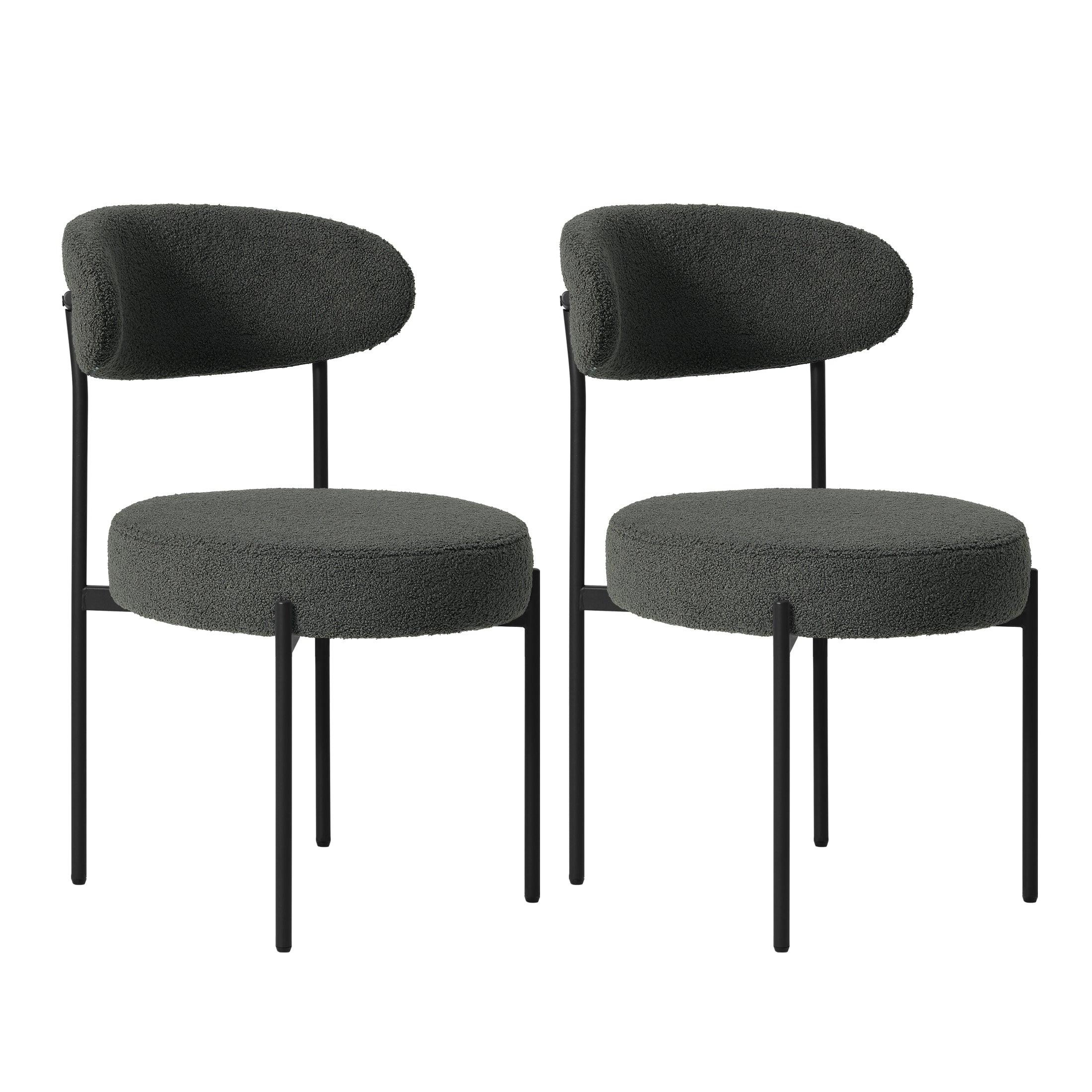 Celine Mid-Century Modern Upholstered Sherpa Round Dining Chairs (Set of 2)