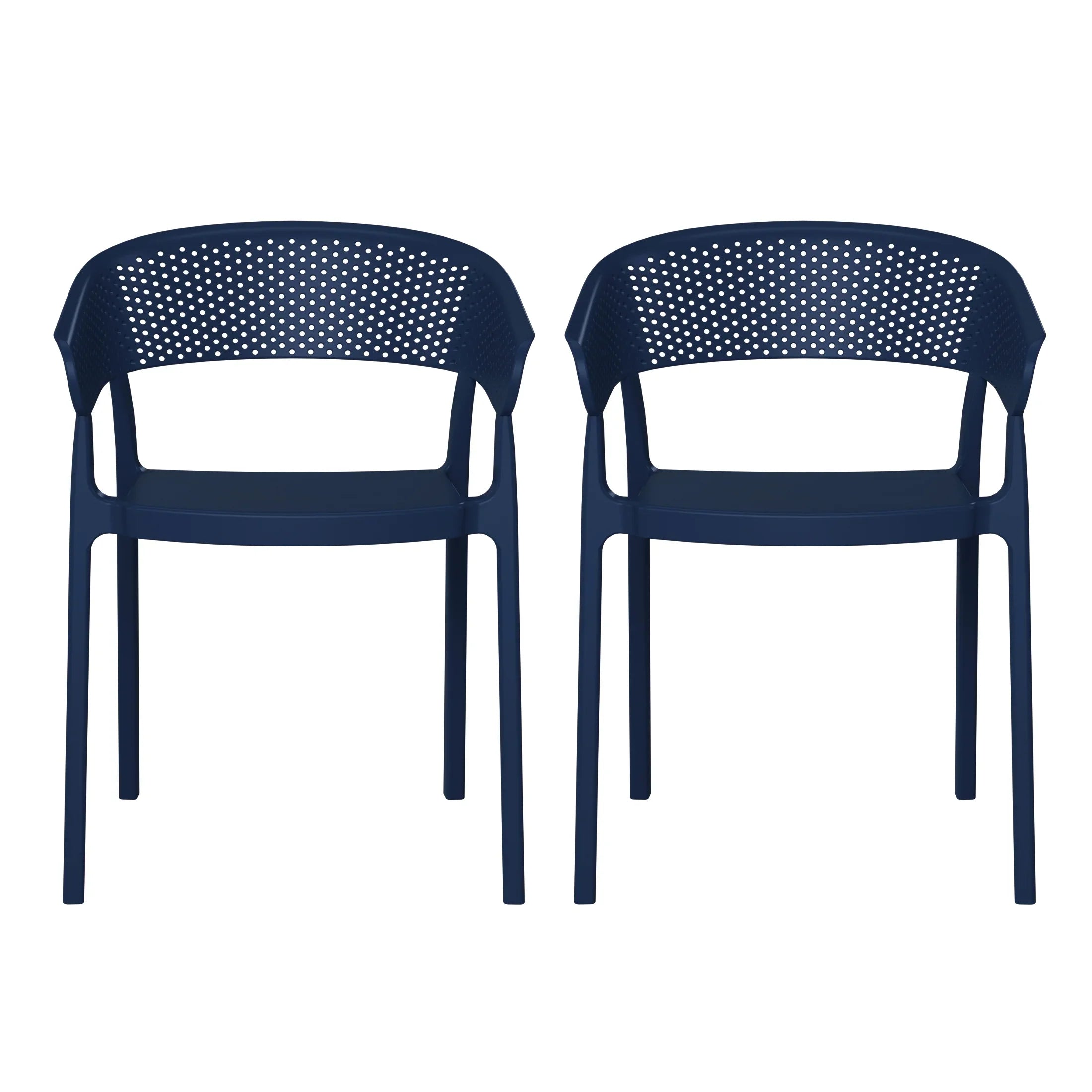 Sunshine Outdoor Modern Stackable Plastic Resin Patio Dining Armchair (Set of 2)