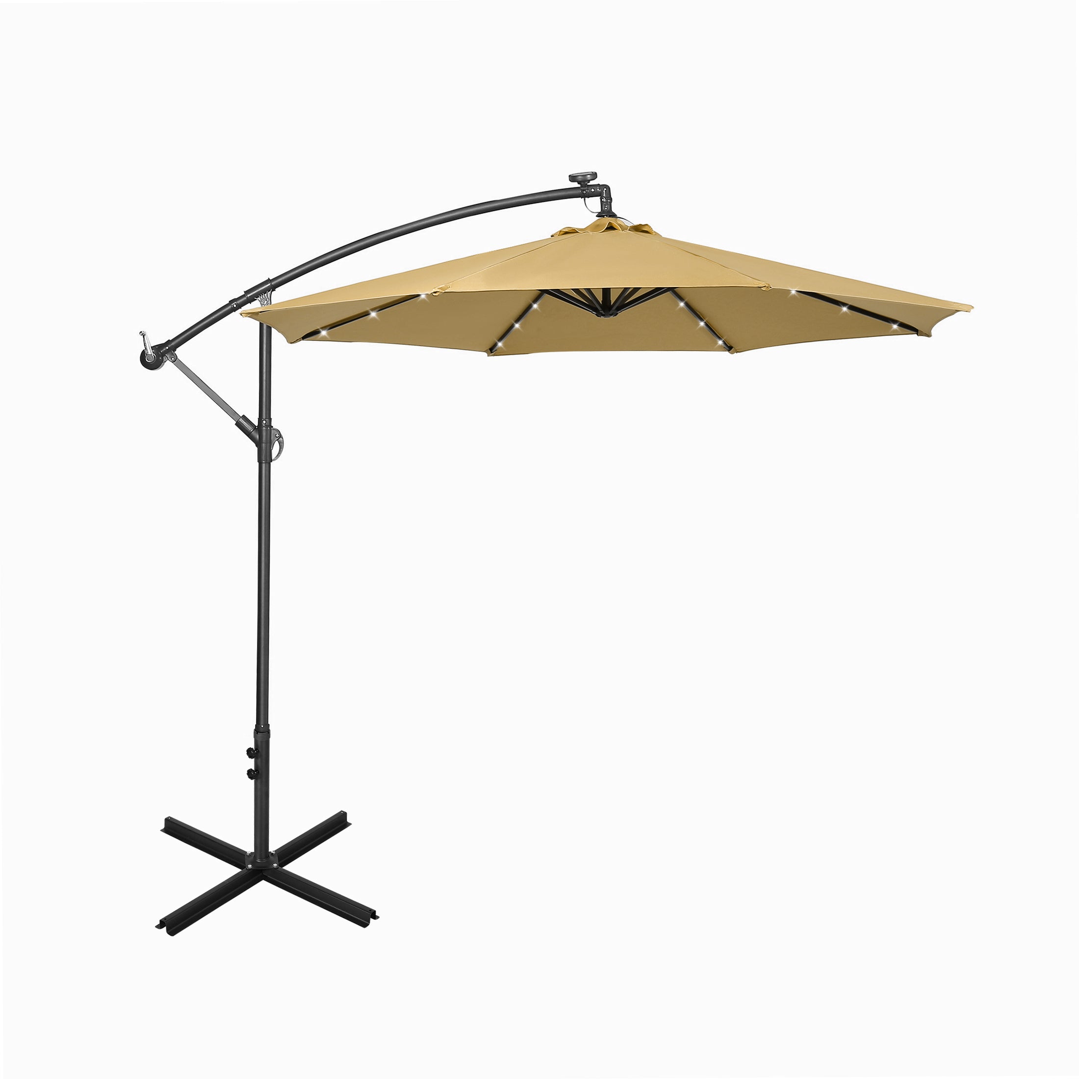 Westlake 10 ft. Outdoor / Paito Cantilever Hanging Umbrella with Solar Power LED lights