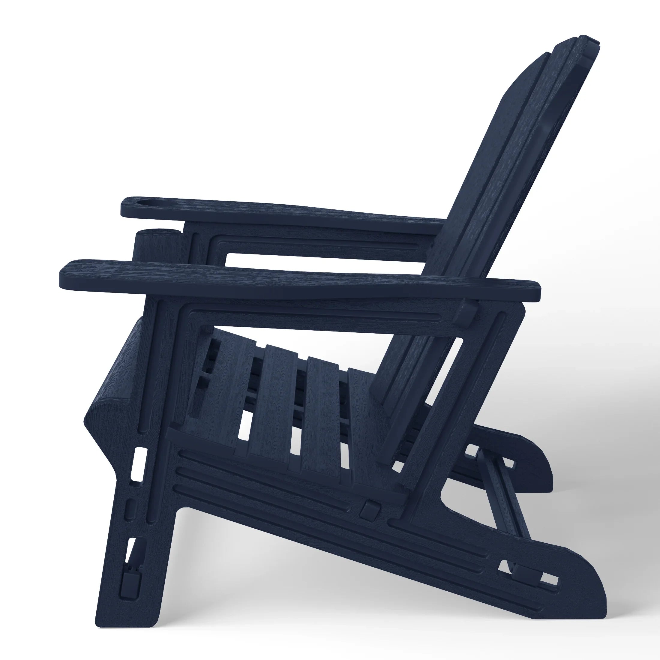 Cayman Tool-Free Assembly Outdoor Patio HDPE Plastic Adirondack Chair with Cup Holder