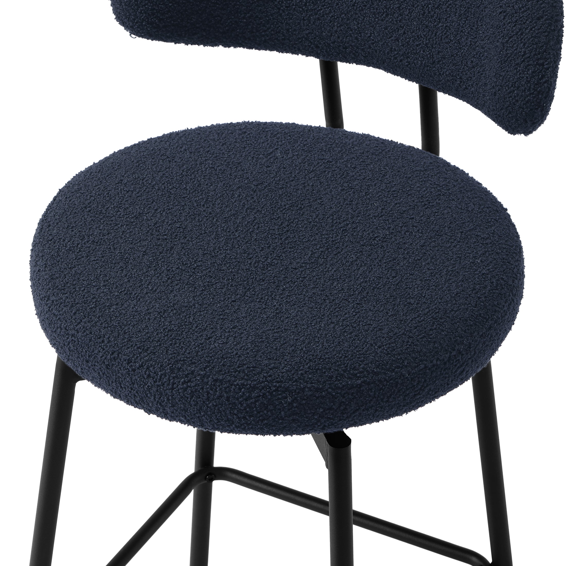 Celine Modern Upholstered Sherpa Fabric Counter Height Bar Stools with Back (Set of 2)