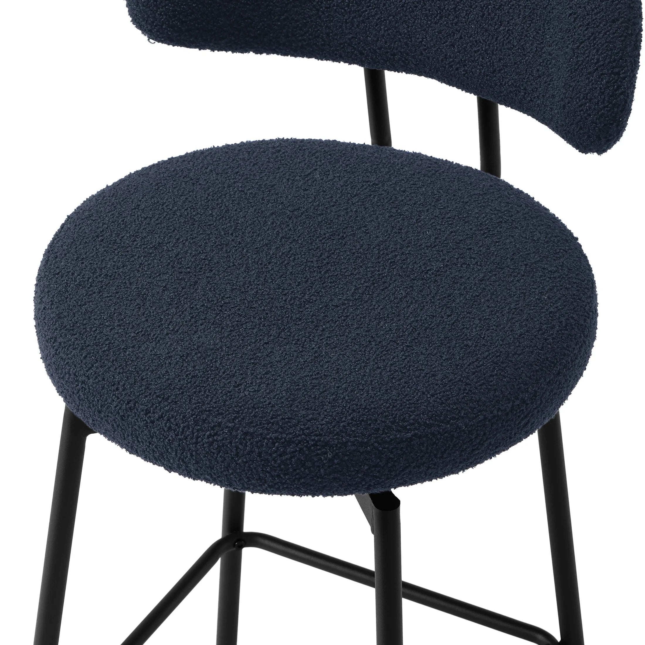 Celine Modern Upholstered Sherpa Fabric Counter Height Bar Stools with Back (Set of 2)