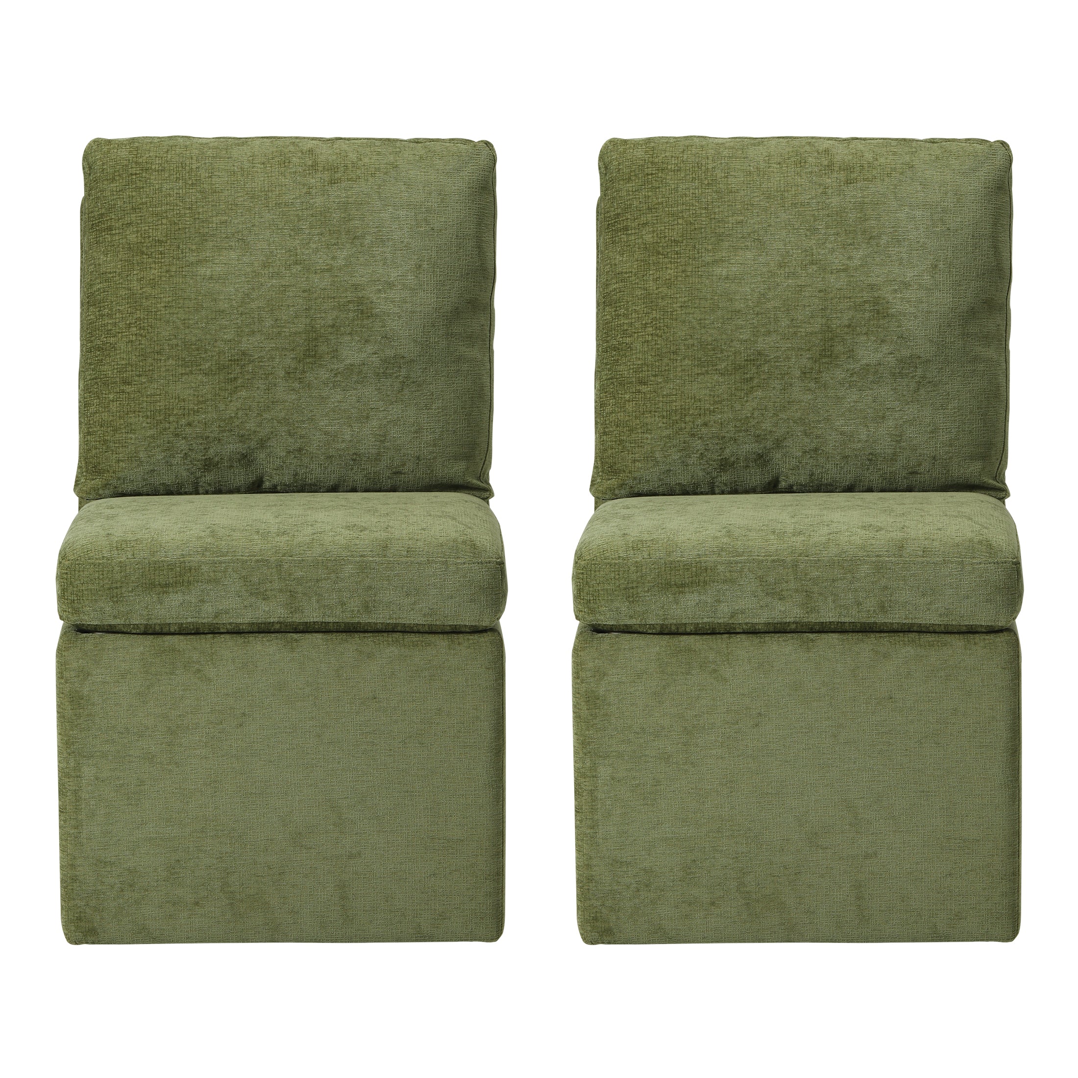 Danburry Modern Upholstered Chenille Armless Dining Chairs With Casters (Set of 2)