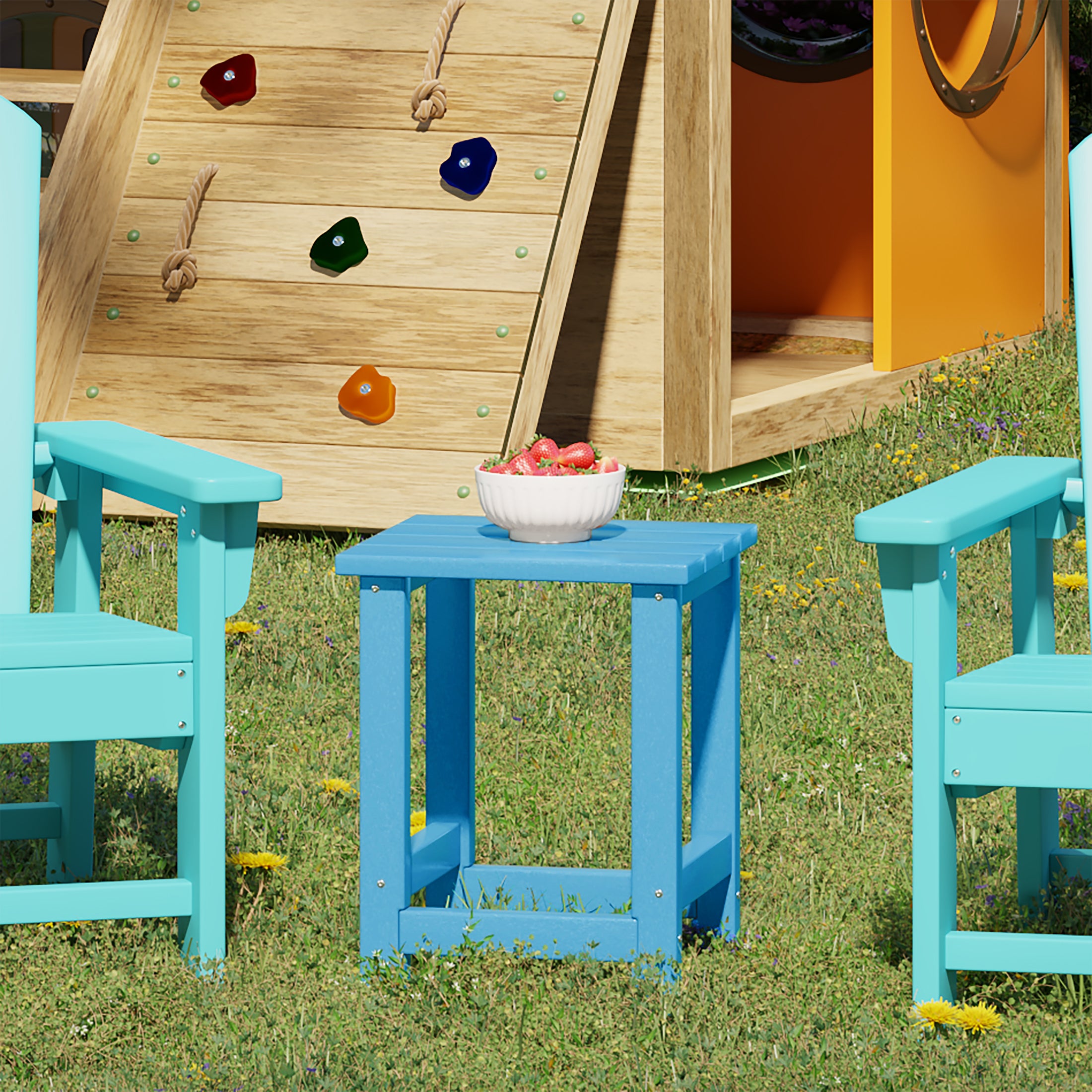 Paradise Kids Outdoor Patio Furniture HDPE Adirondack Square Side Table