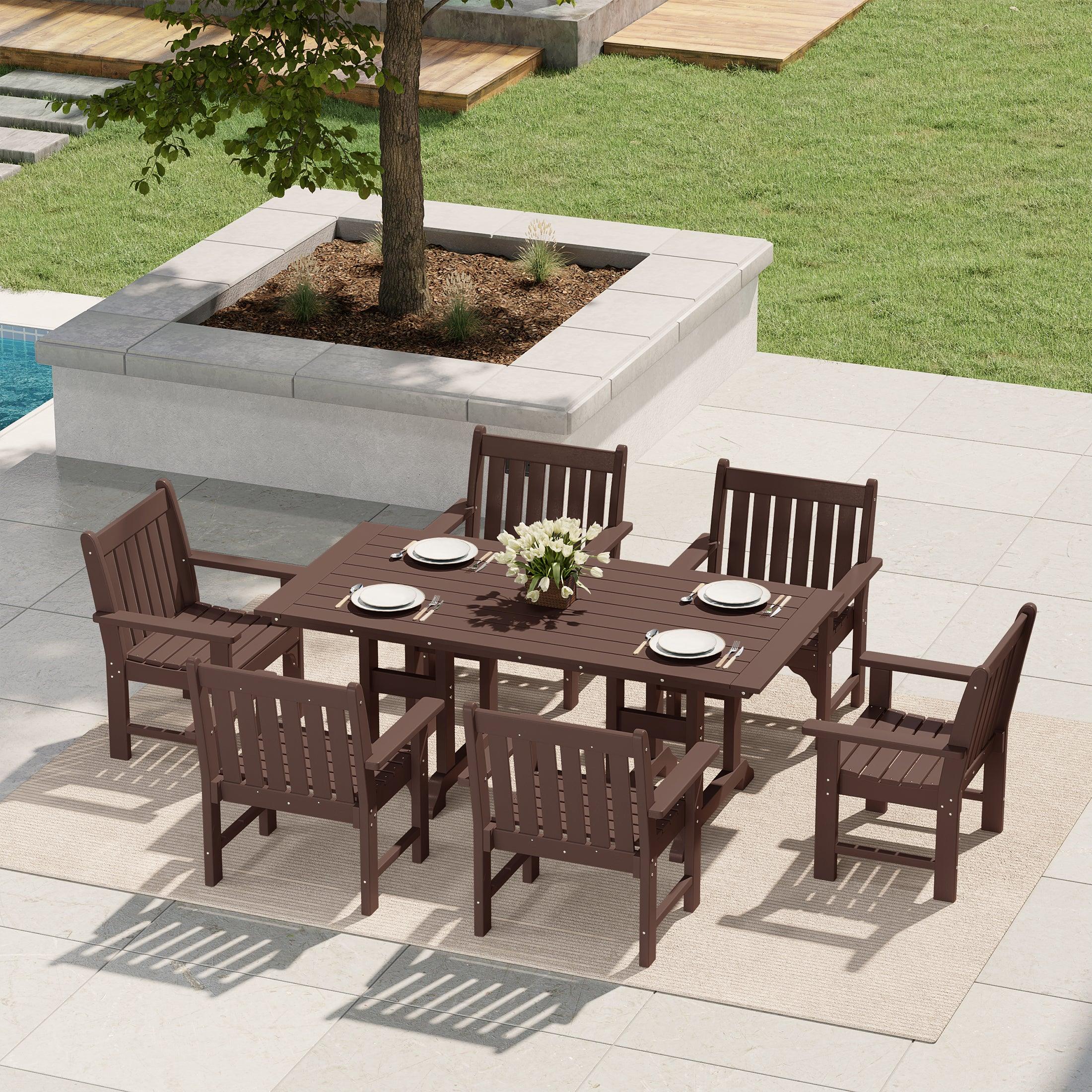 Paradise 7-Piece HDPE Outdoor Dining Patio Table and Chairs Set