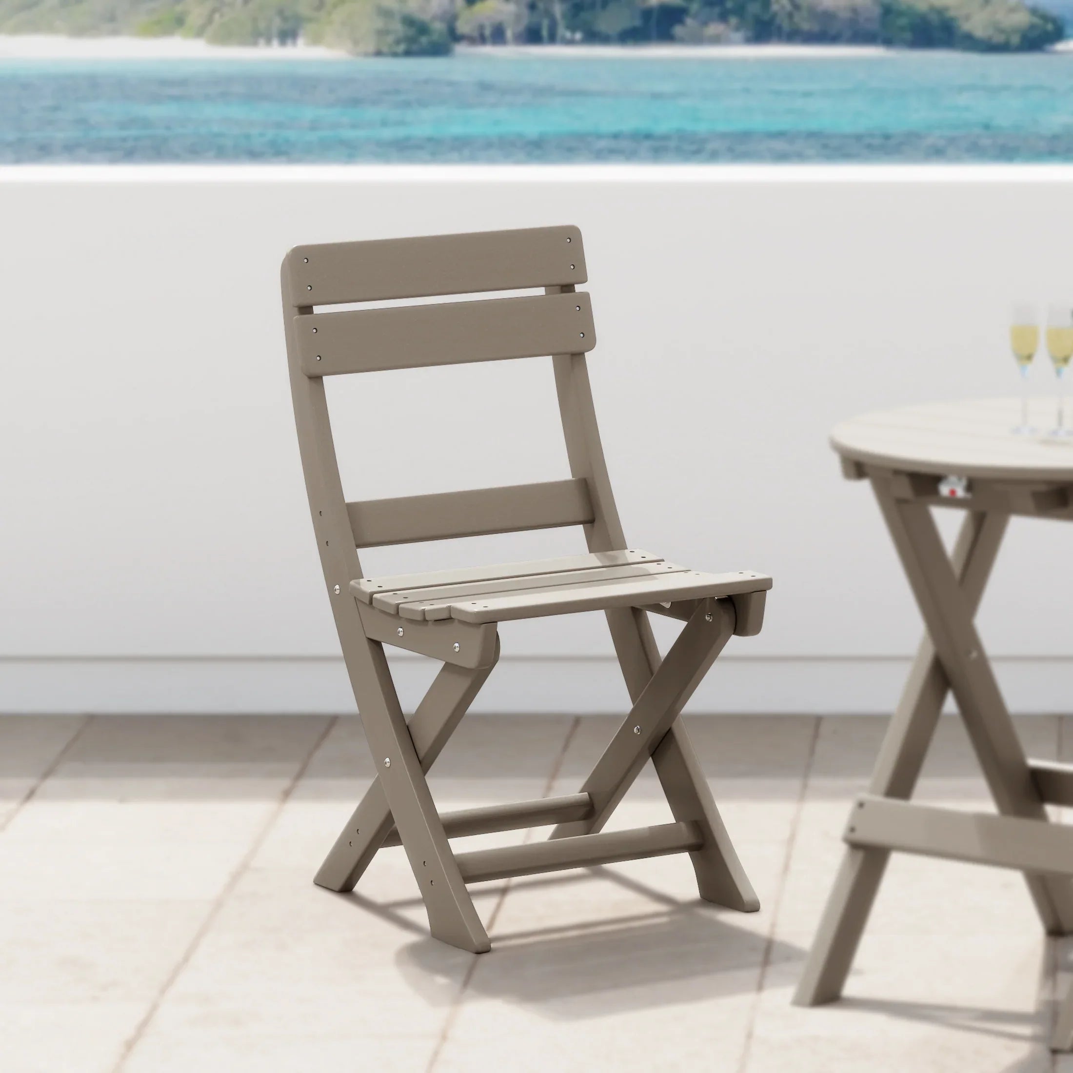 Paradise HDPE Outdoor Patio Modern Folding Dining Chair