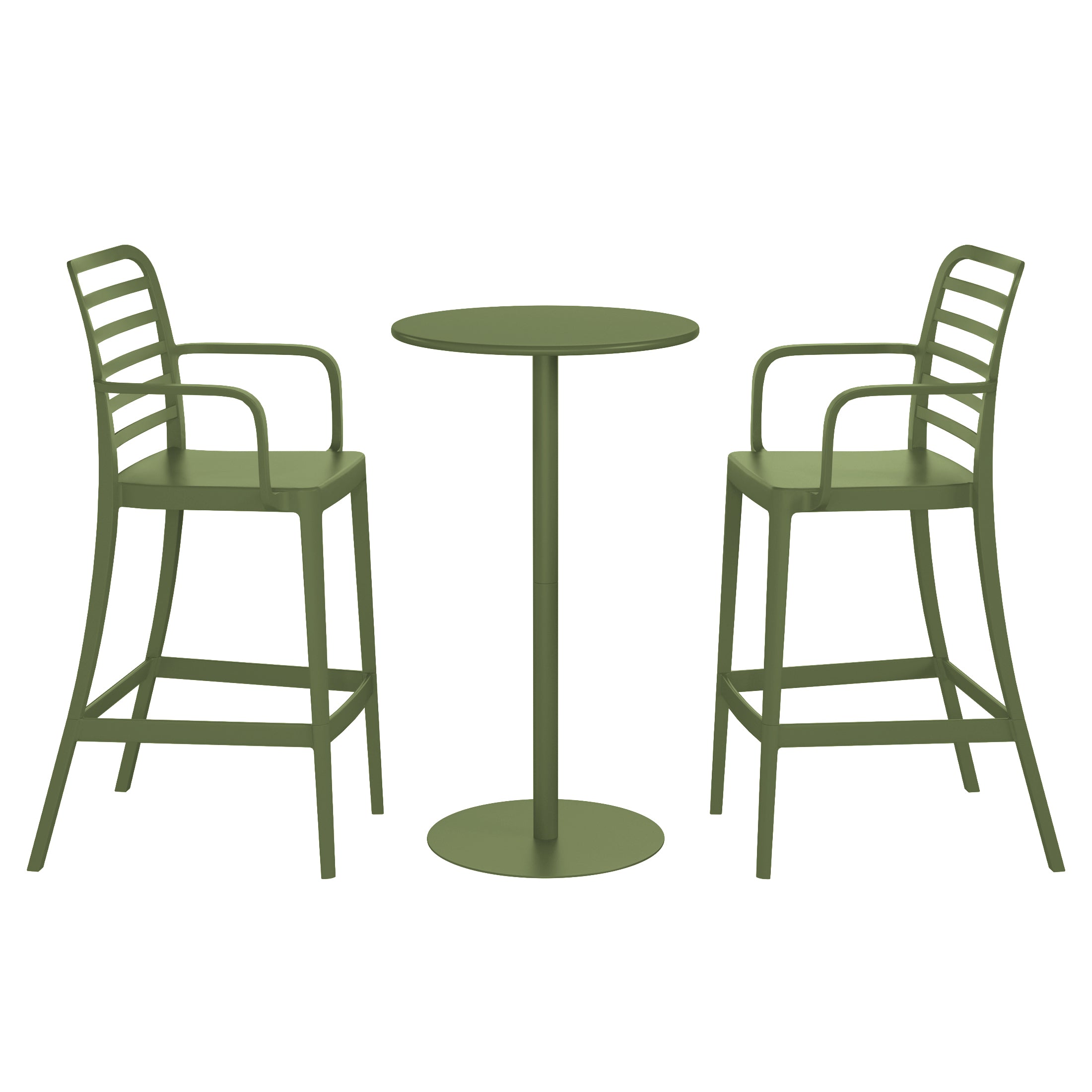 Sunshine 2-Person Adjustable Round Bar Table with Stackable Bar Stools Dining Set