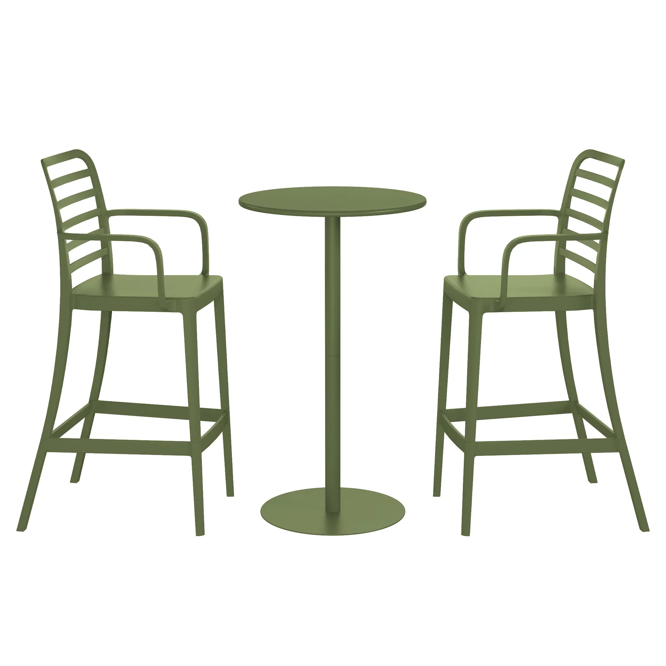 Sunshine 2-Person Adjustable Round Bar Table with Stackable Bar Stools Dining Set