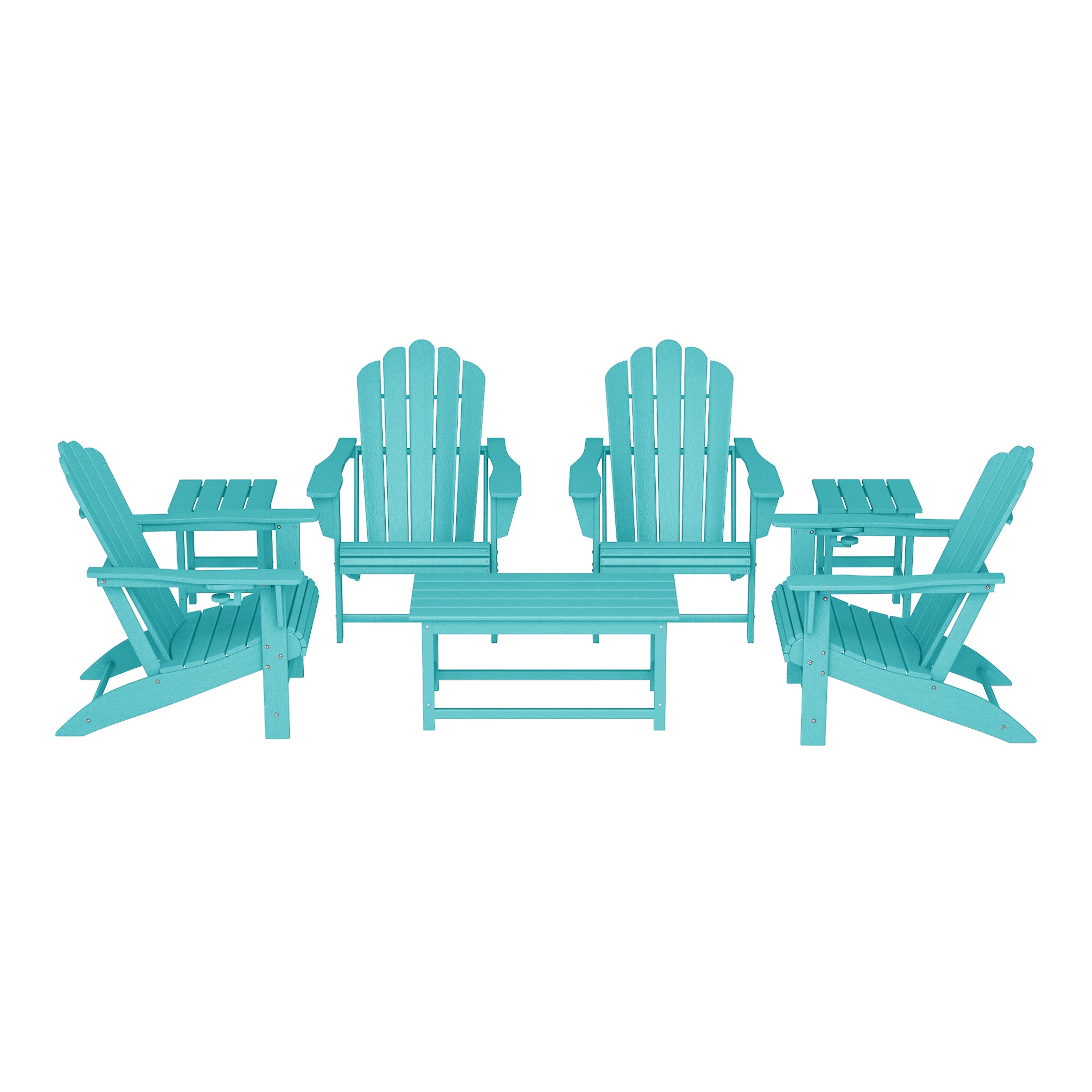 Lakeview 7-Piece HDPE Outdoor Patio Furniture Adirondack Conversation Set