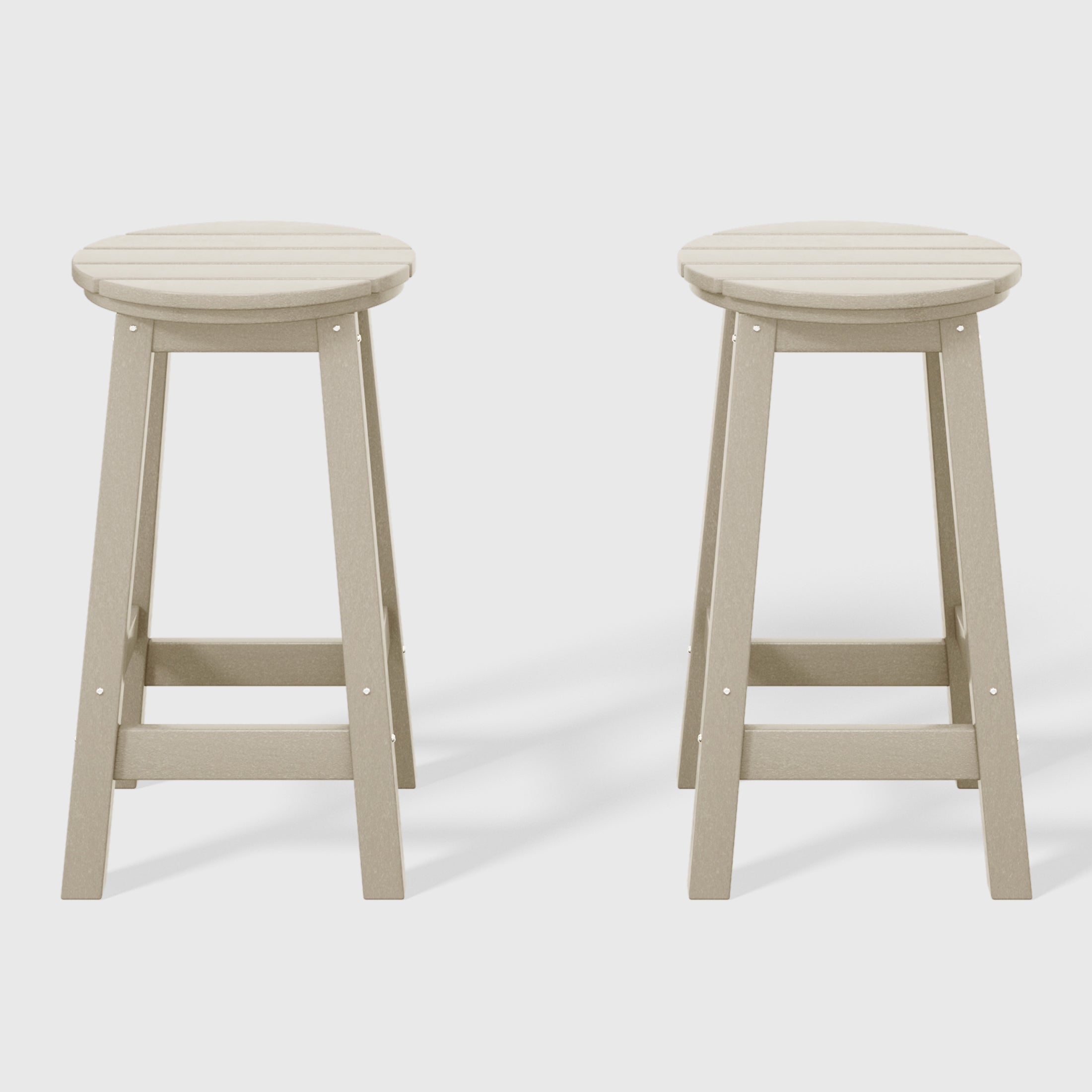Paradise 24" HDPE Outdoor Patio Round Counter Height Bar Stool Set of 2