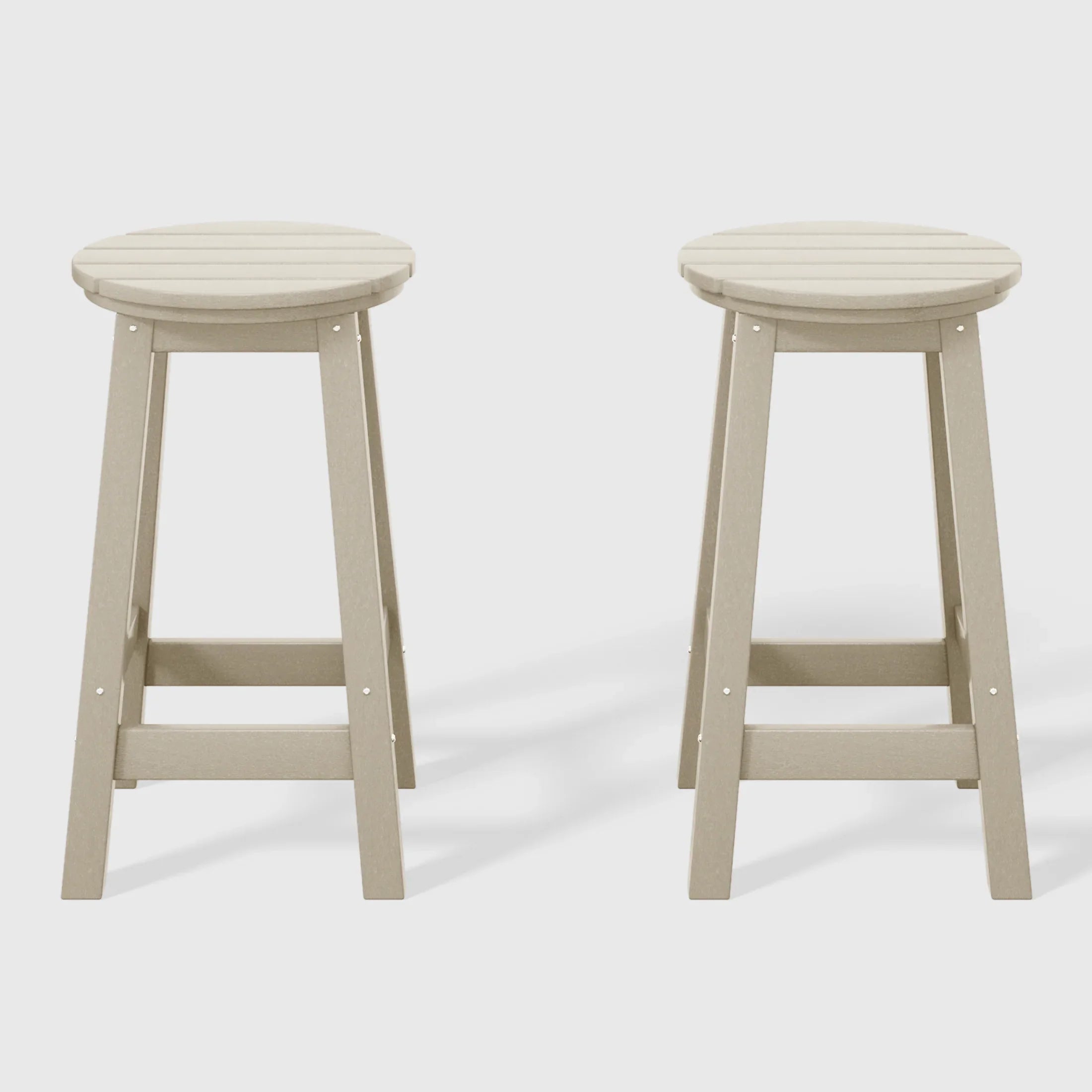 Paradise 24" HDPE Outdoor Patio Round Counter Height Bar Stool Set of 2