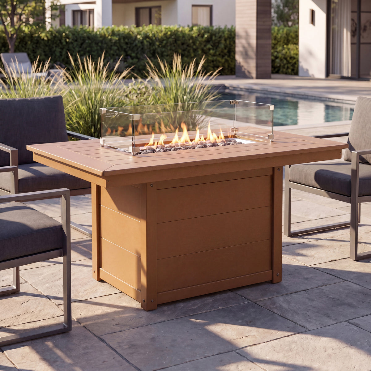 Sol 46" Modern Outdoor 55,000 BTU Patio Gas Propane Rectangle Deck Fire Pit Table