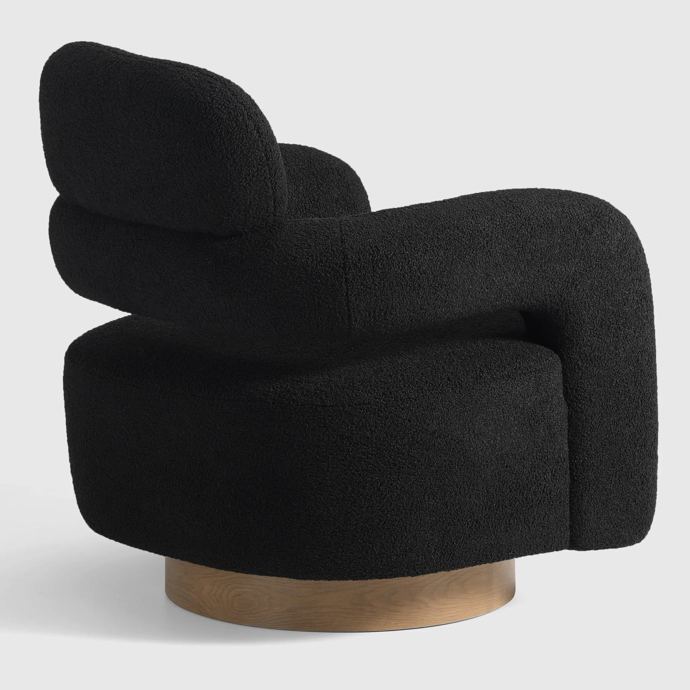 Celine Mid-Century Modern Sherpa Swivel Barrel Accent Chair With Storage Ottoman