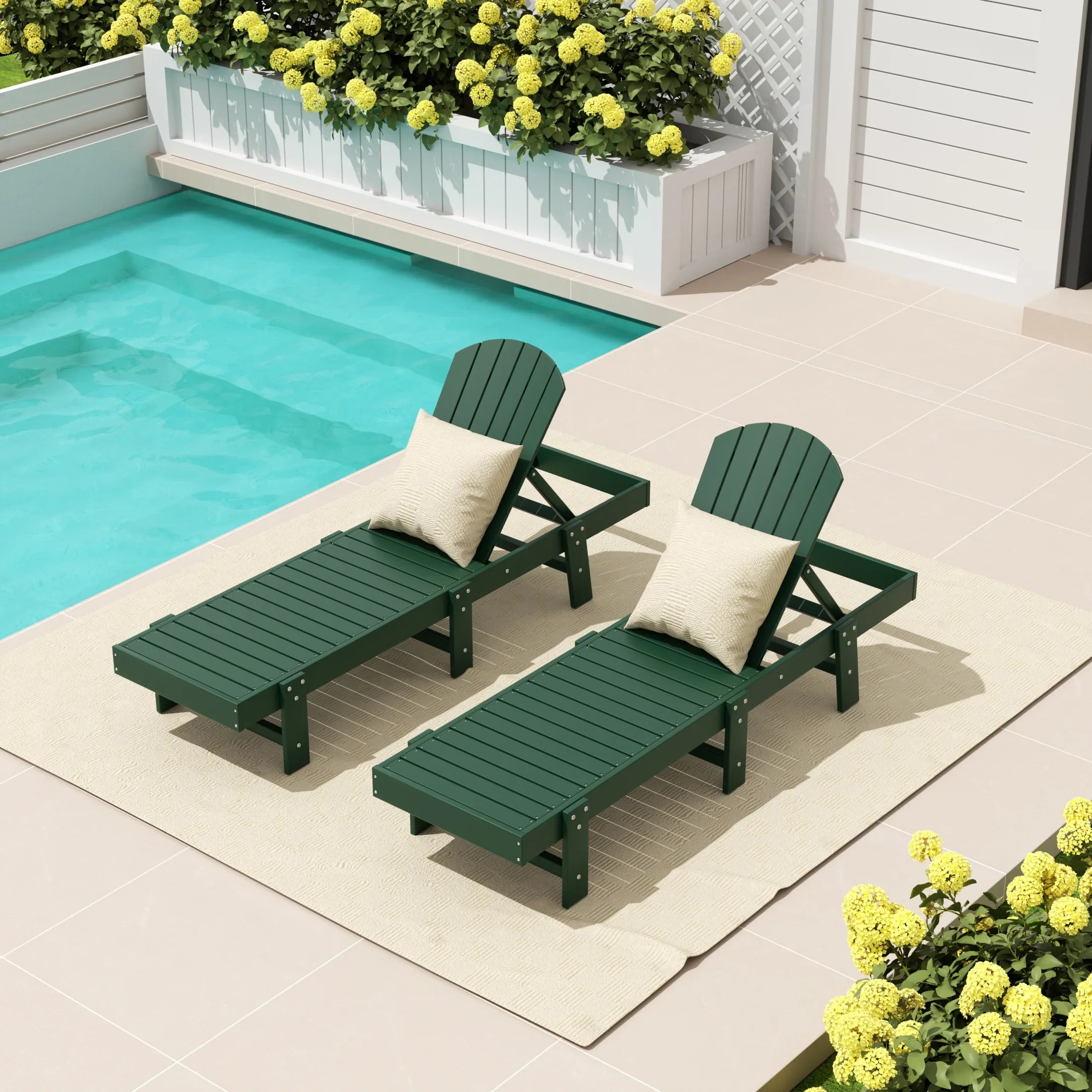 Portside Classic Adirondack Poly Reclining Chaise Lounge