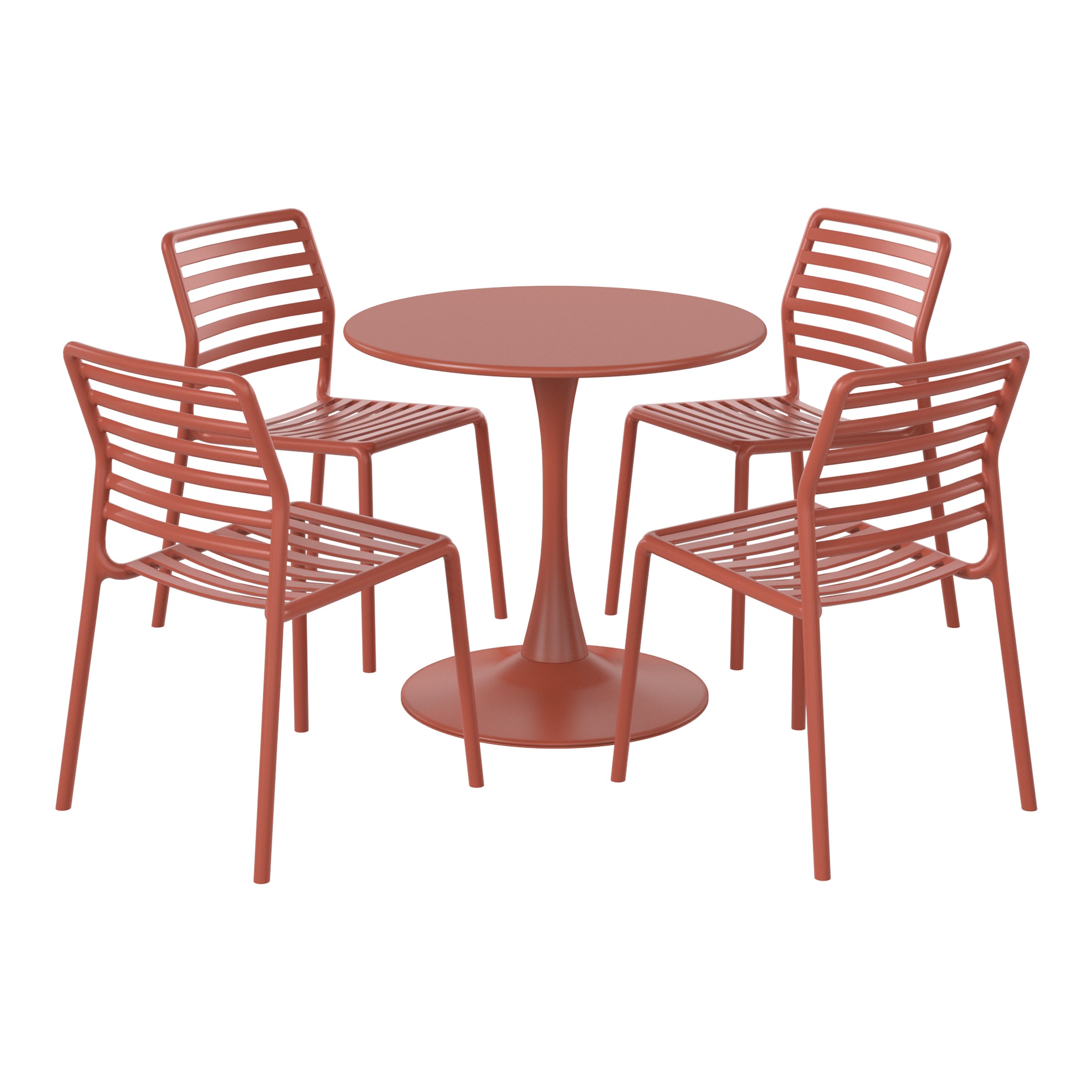 Sunshine 5-Piece Outdoor Indoor Metal Patio Dining Table Set With Stackable Plastic Patio Side Chairs