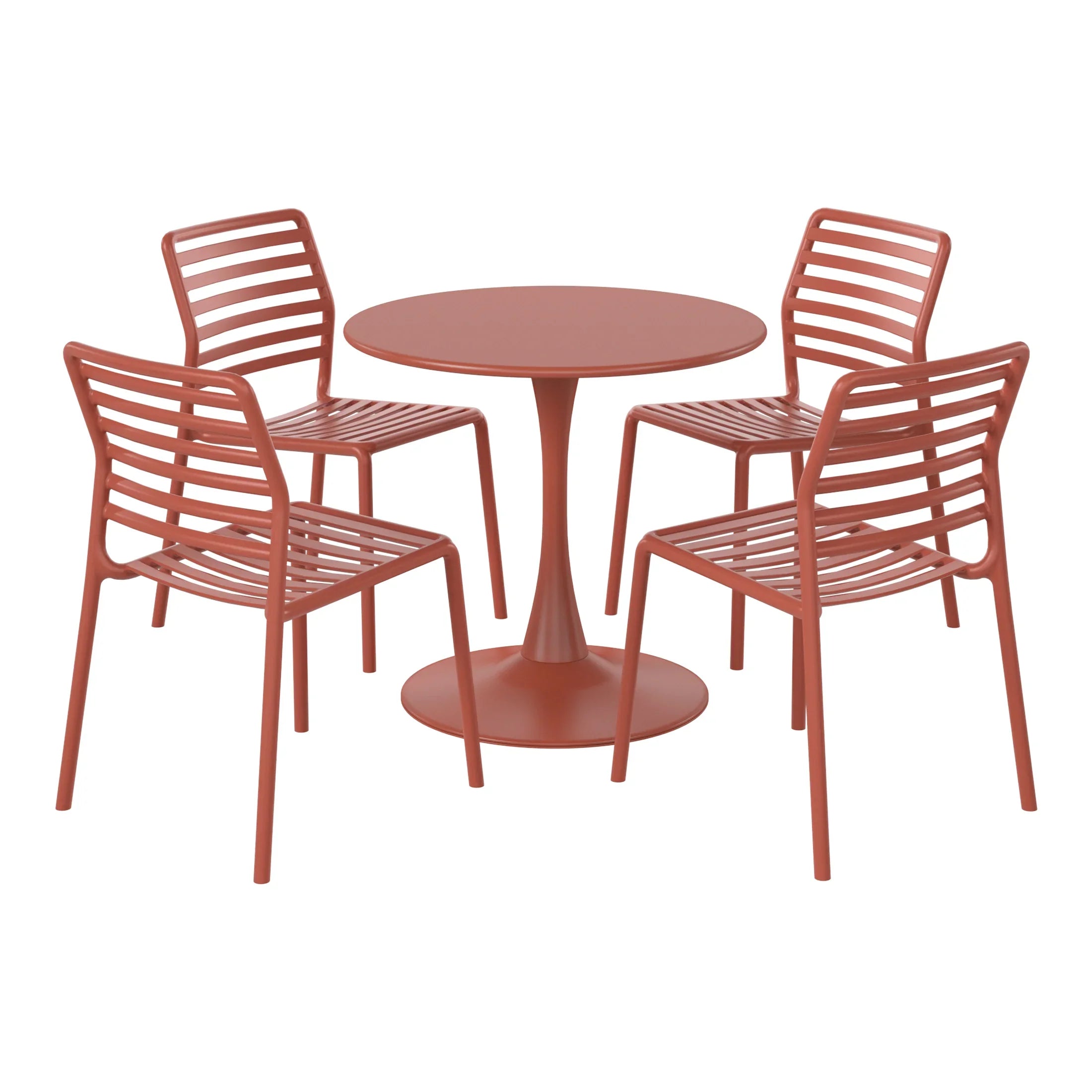 Sunshine 5-Piece Outdoor Indoor Metal Patio Dining Table Set With Stackable Plastic Patio Side Chairs