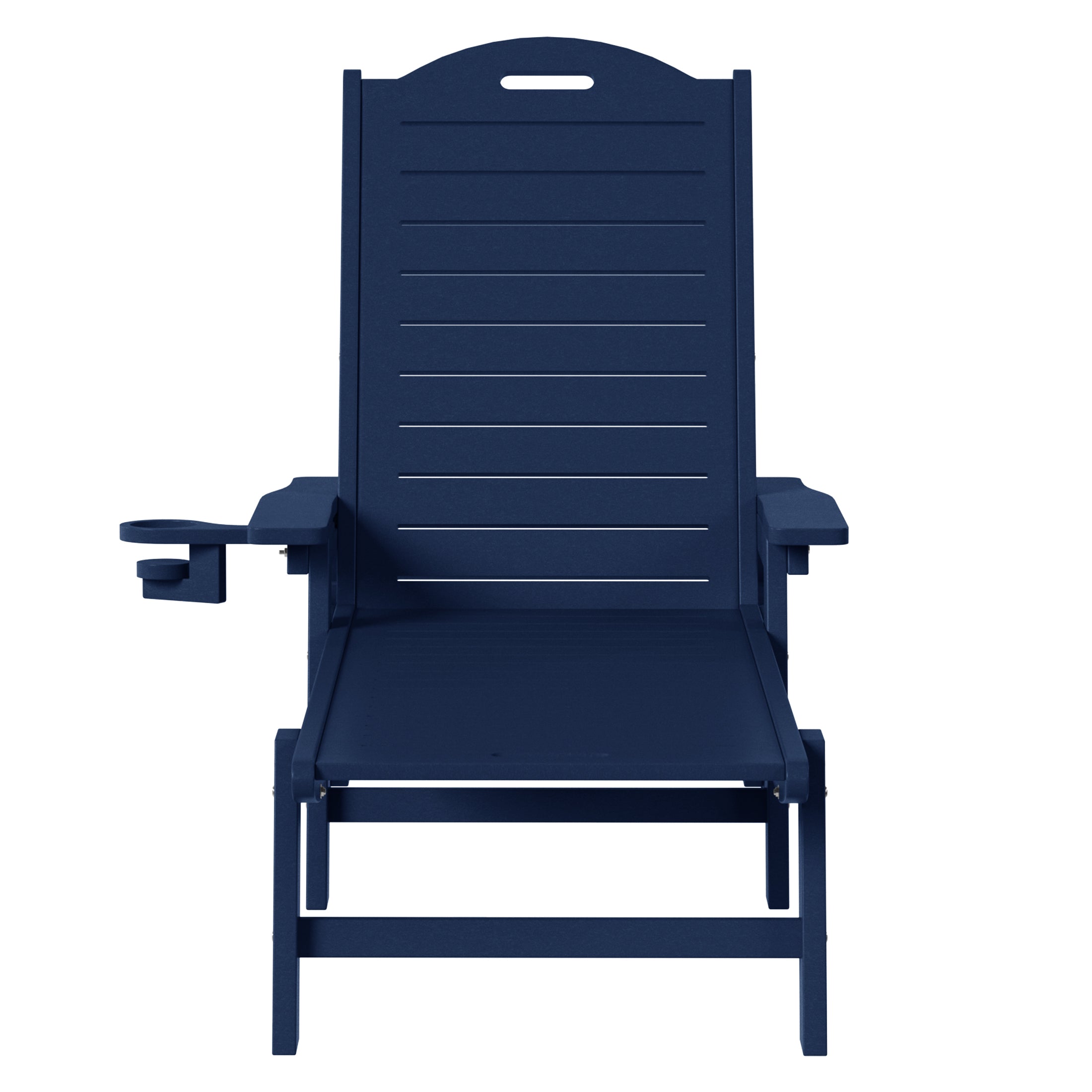 Lago Outdoor HDPE Patio Chaise Lounge With Wheels & Cup Holder