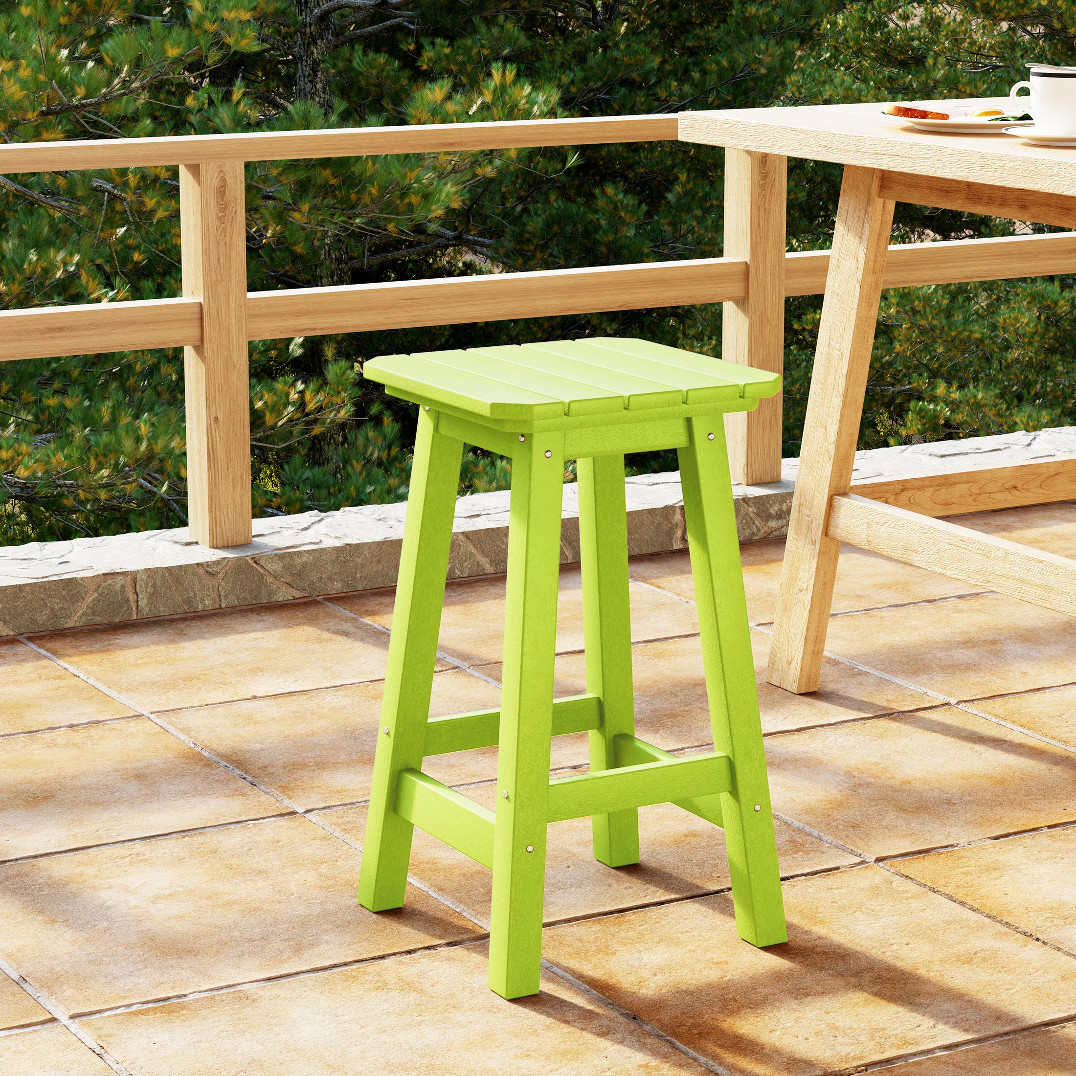Paradise 24" HDPE Outdoor Patio Counter High Backless Square Bar Stool