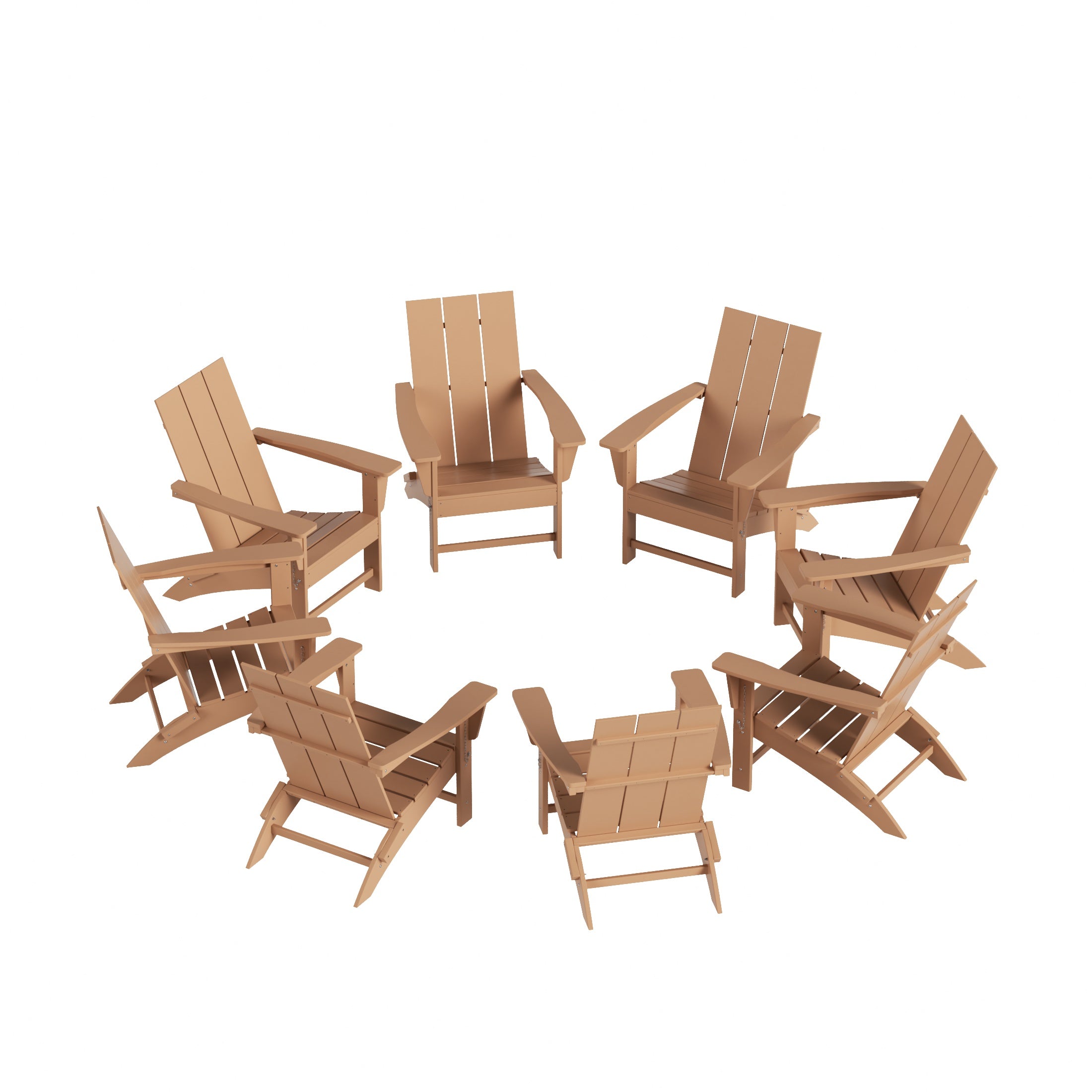 Palms 8-Piece Modern Poly Folding Adirondack Chair Set