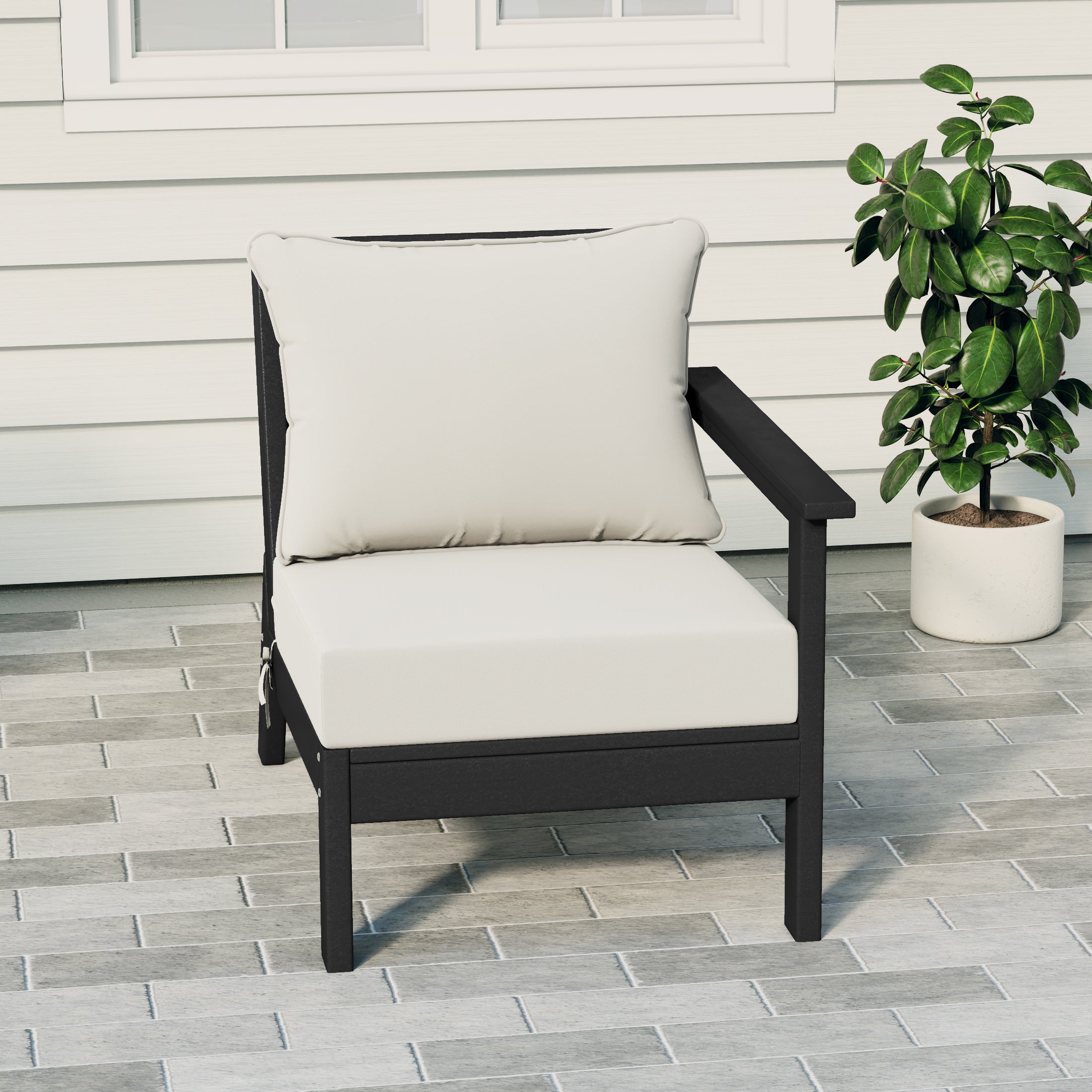 Portsmouth Outdoor Patio HDPE Right Arm Sectional Corner Club Chair with Patio Cushions