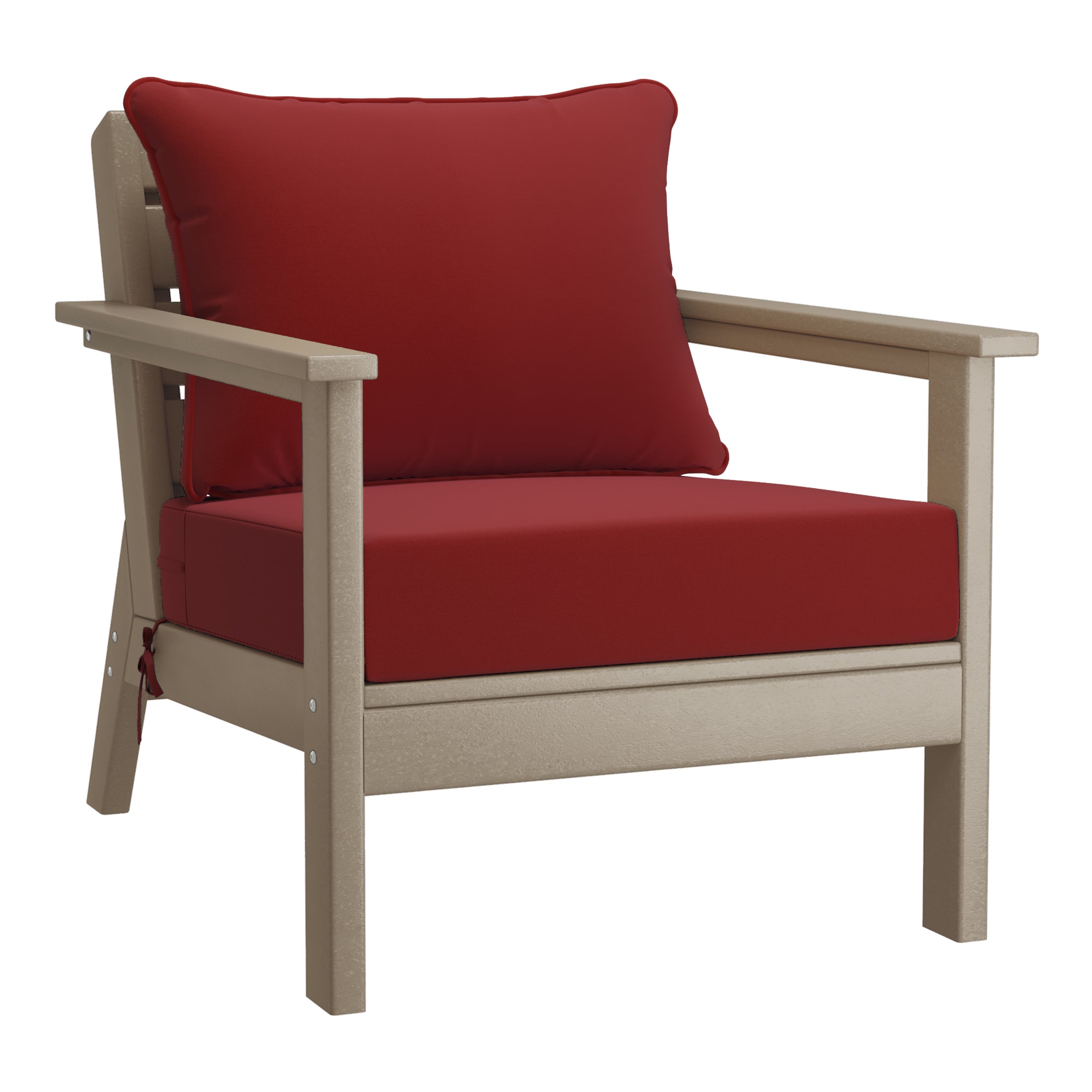 Portsmouth Outdoor Modern HDPE Patio Club Chairs with Deep Seat Cushions (Set of 2)