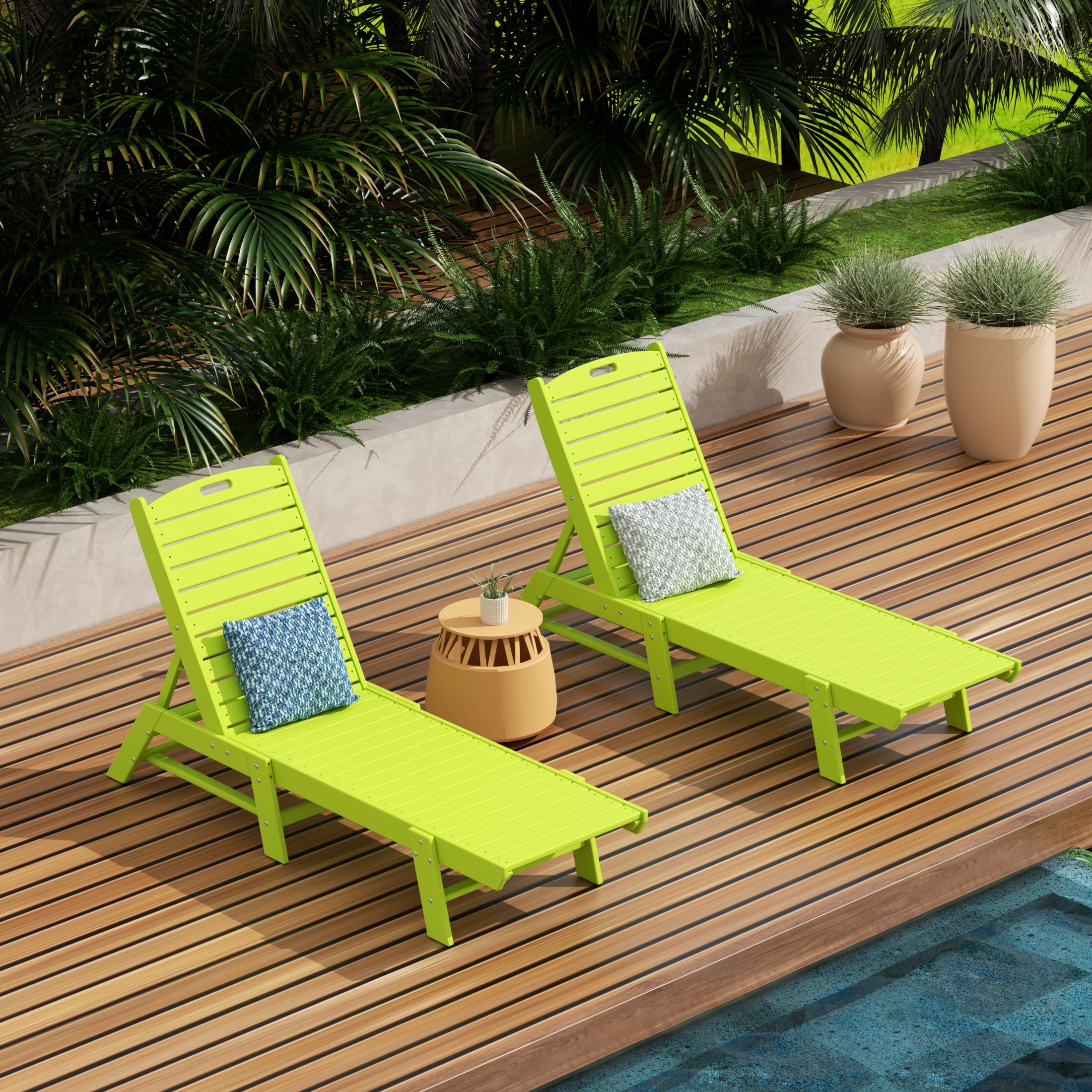 Paradise Poly Reclining Outdoor Patio Chaise Lounge Chair Adjustable (Set of 2)