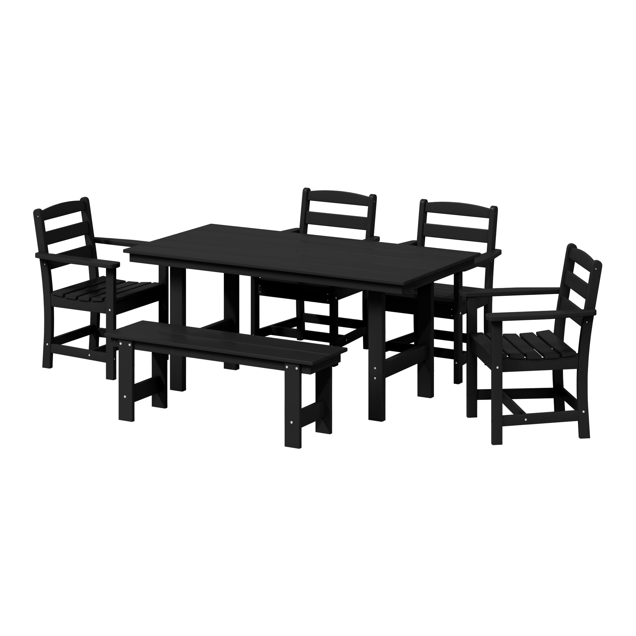 Palms 6-Piece Outdoor HDPE Patio Dining Table Set with Bench