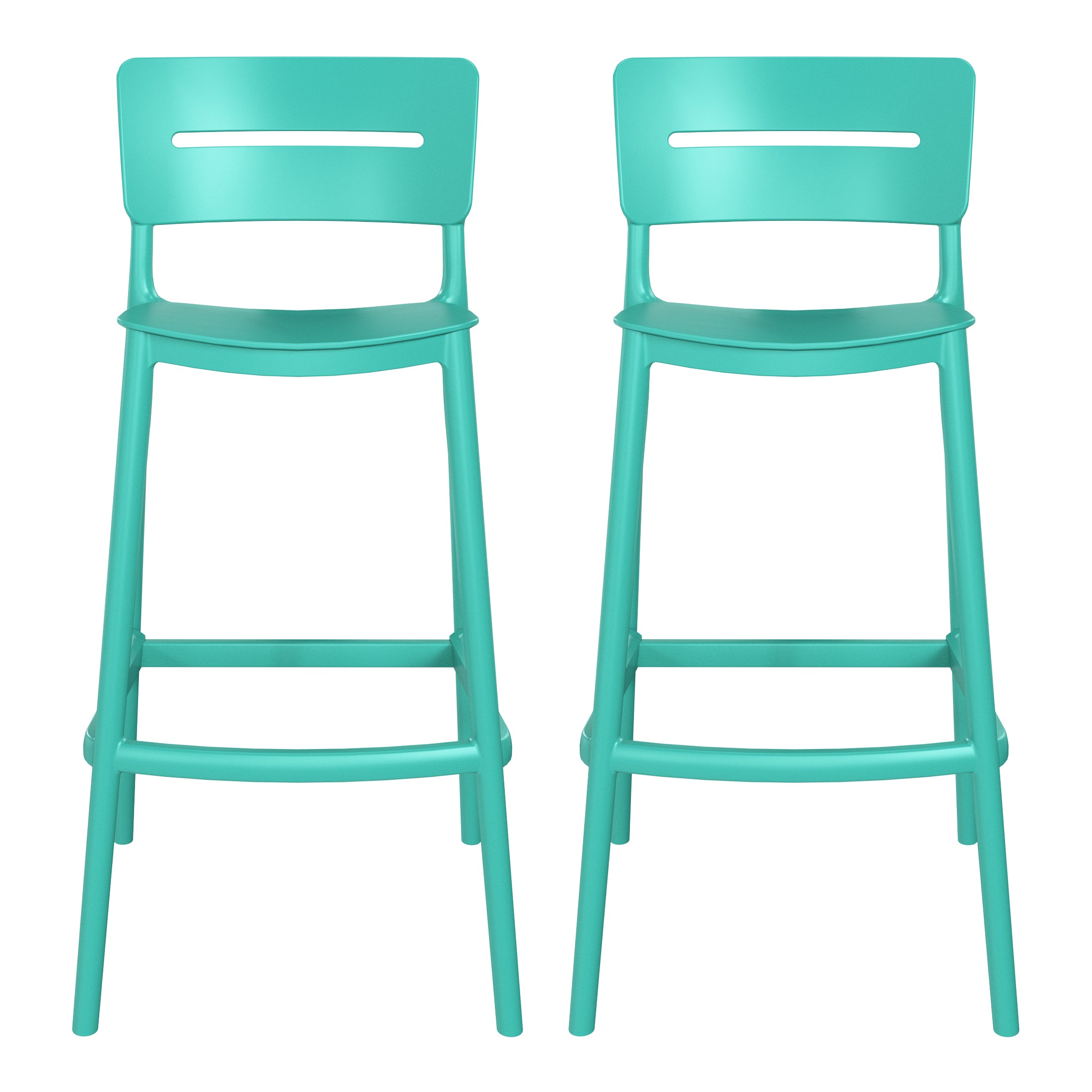 Sunshine Stackable Polypropylene Resin Plastic Outdoor Patio Bar Stools (Set of 2)