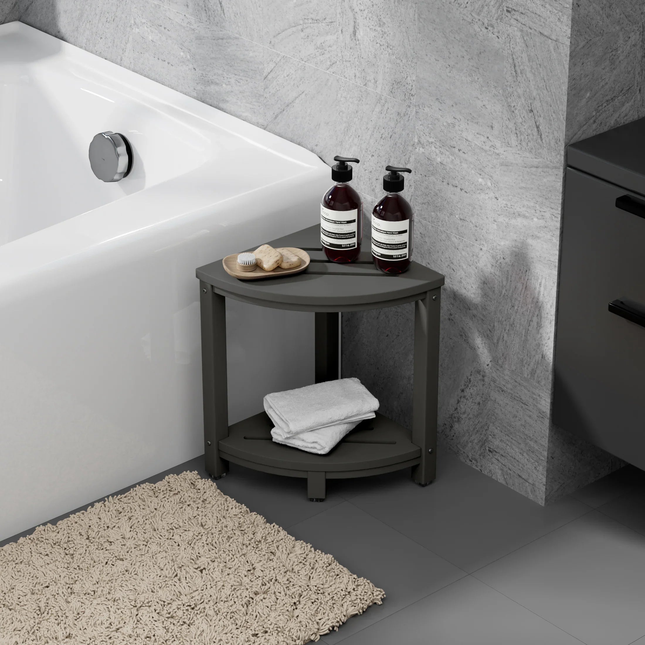 Ventura HDPE Plastic Waterproof Shower Corner Bench