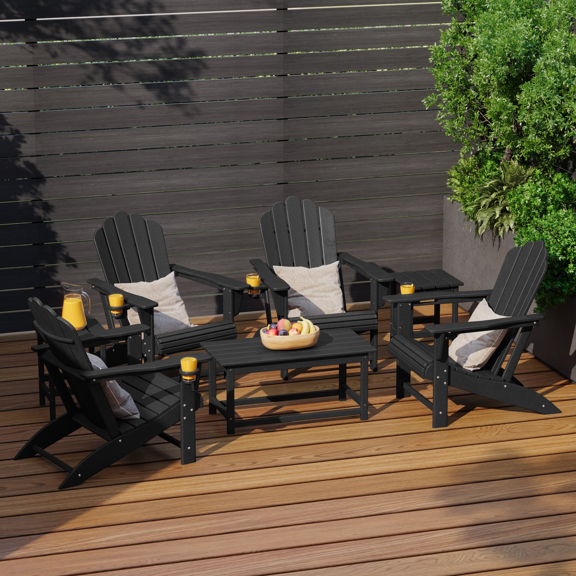 Lakeview 7-Piece HDPE Outdoor Patio Furniture Adirondack Conversation Set