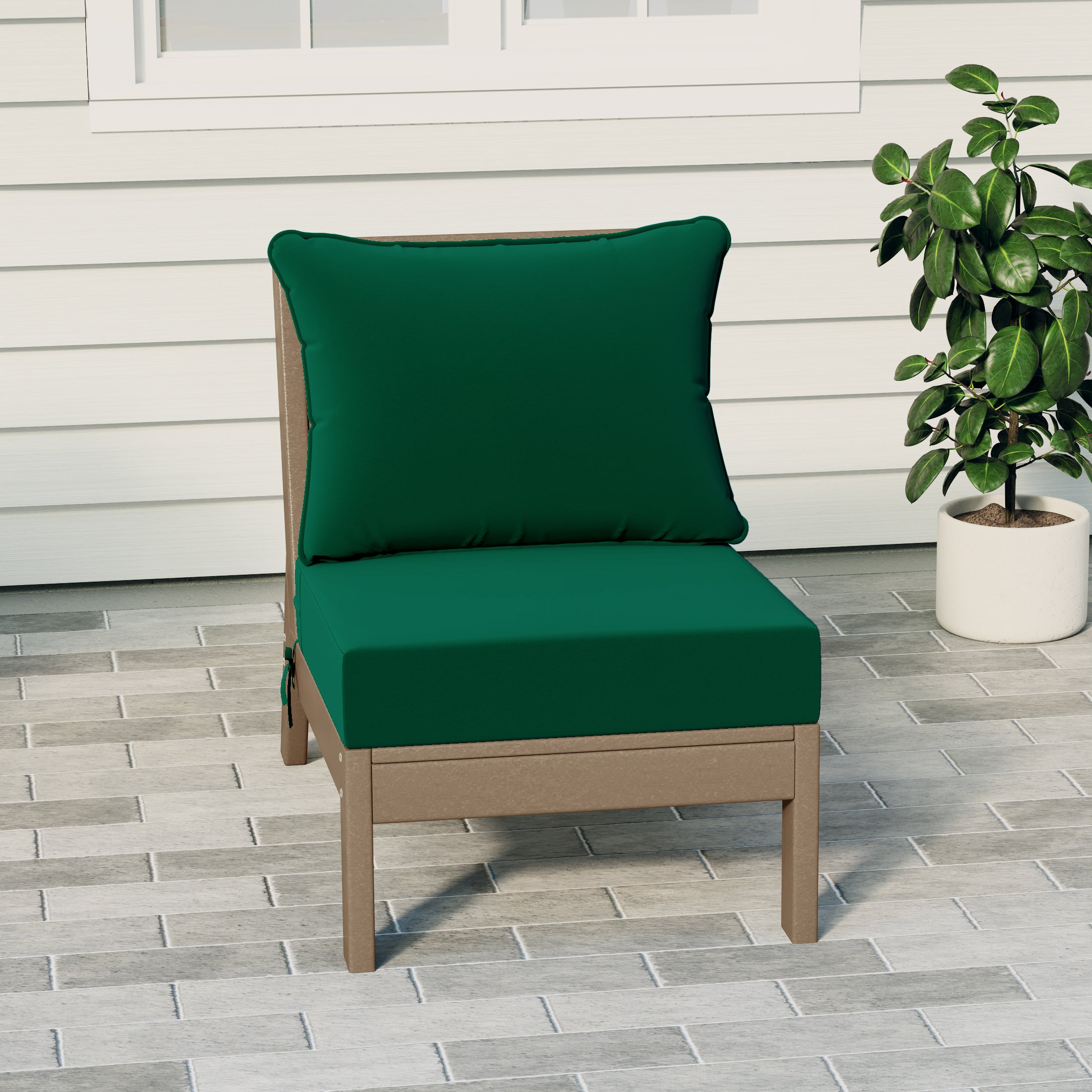 Portsmouth Outdoor HDPE Deep Seating Modular Armless Patio Chair with Patio Cushions
