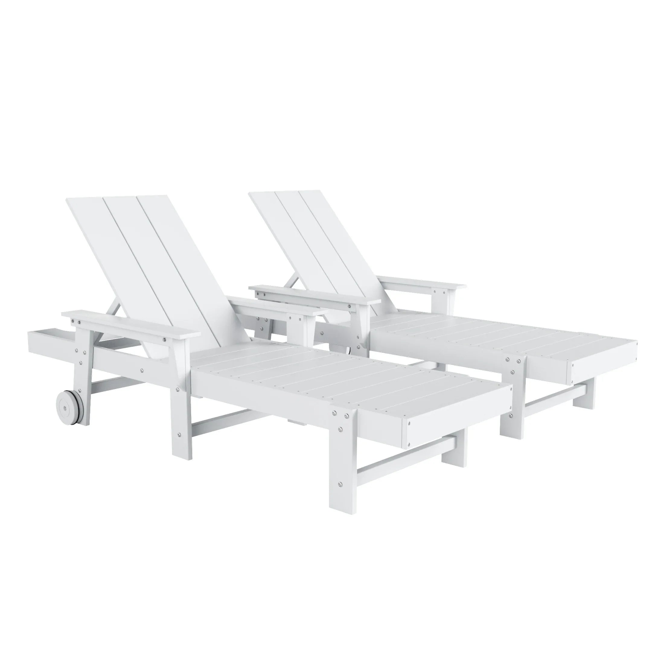 Palms 2 Piece Reclining Chaise Lounge With Arms & Wheels