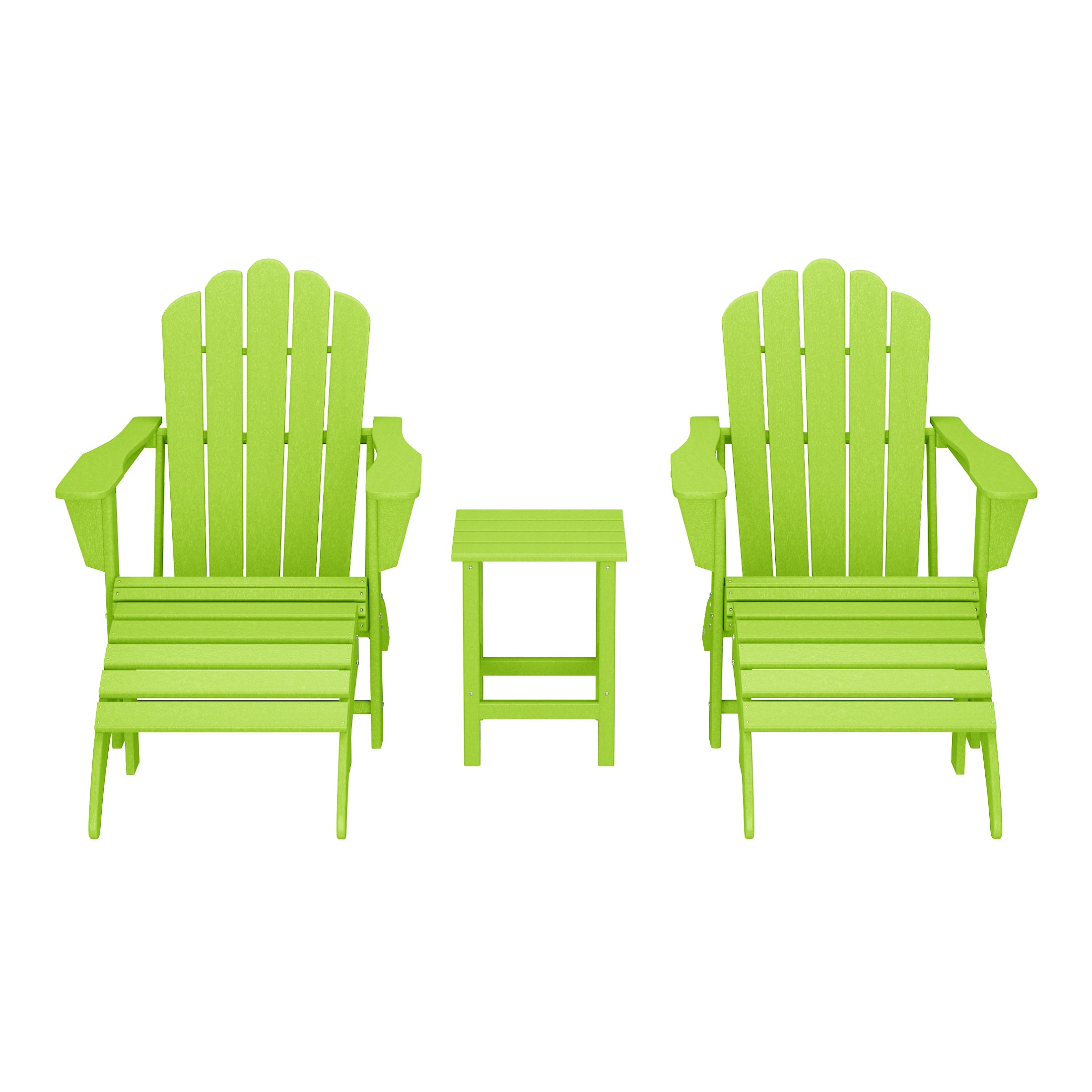 Lakeview 5-Piece Adirondack Chair with Folding Ottoman and Table Set