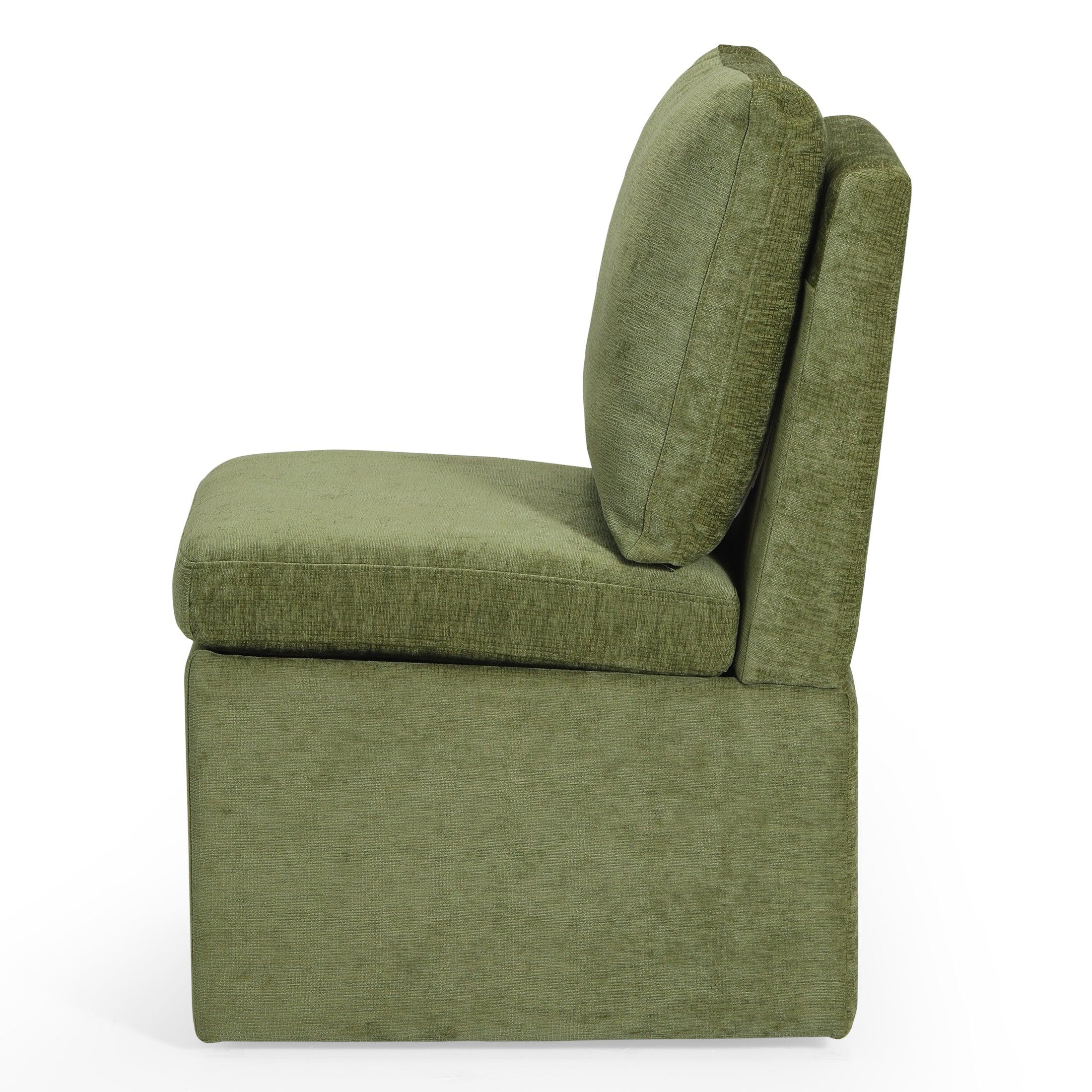 Danburry Modern Upholstered Chenille Armless Dining Chairs With Casters (Set of 4)