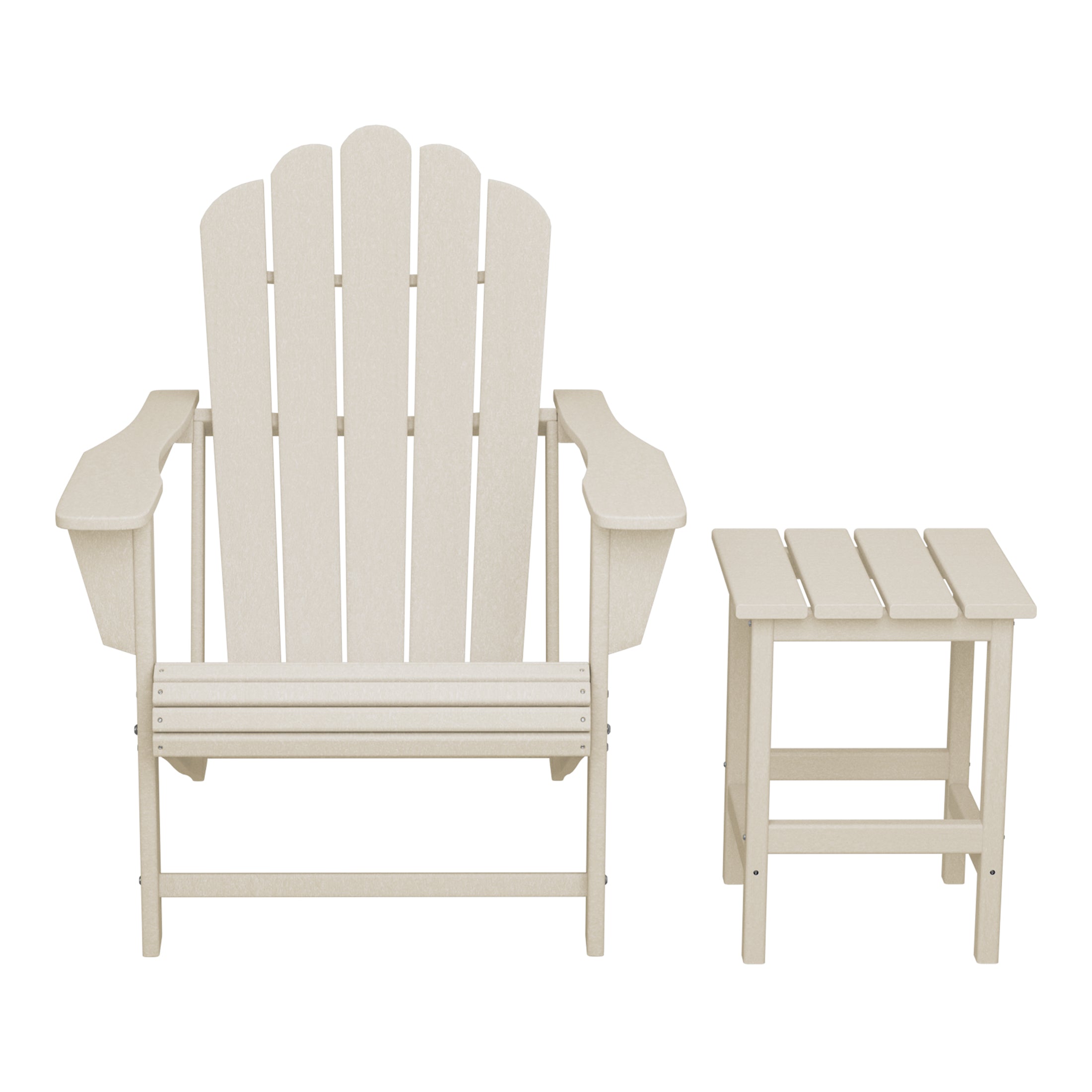 Lakeview Outdoor Patio HDPE Adirondack Chair With Cup Holder and Table Set