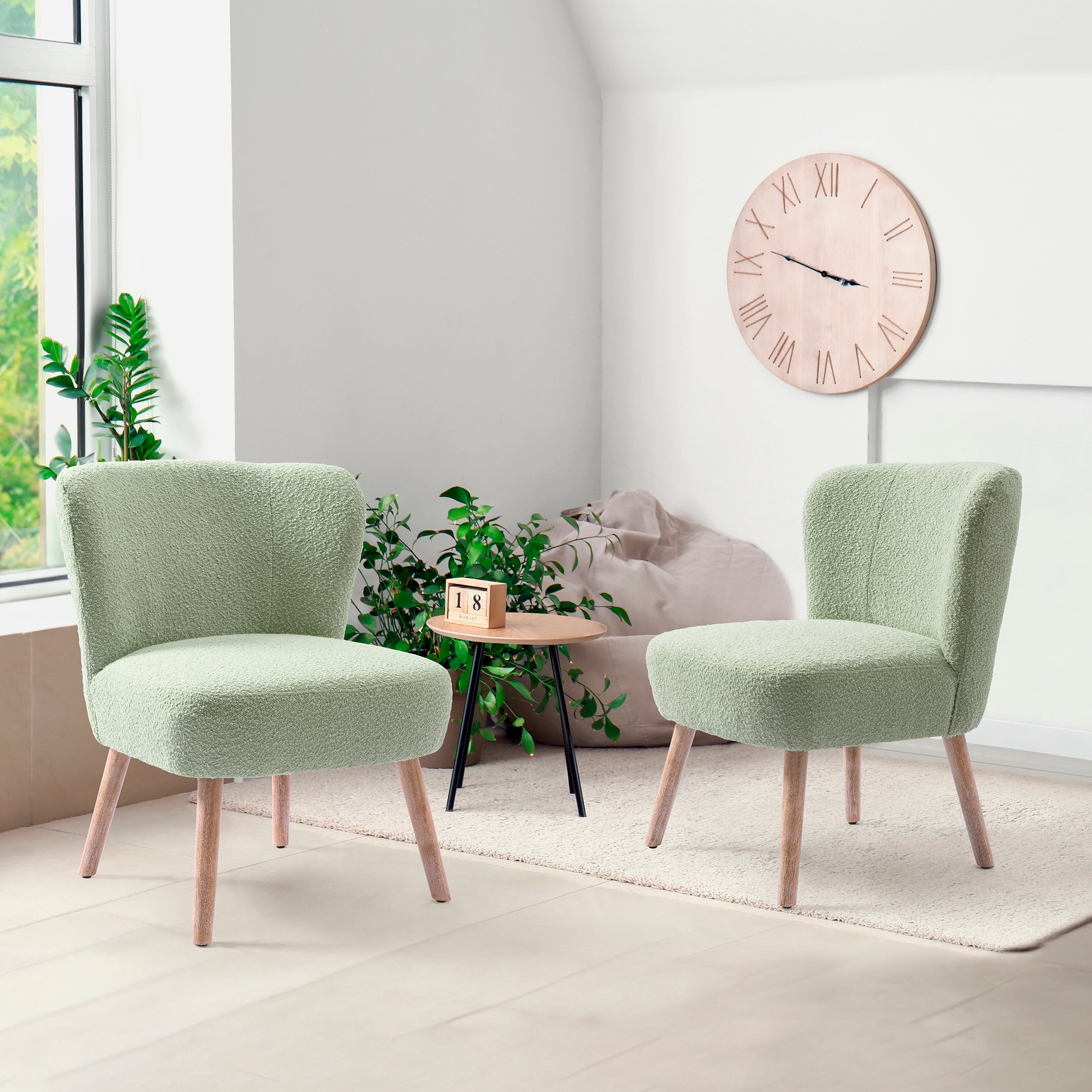 Amélie 25" Wide Upholstered Boucle Accent Chairs Set of Two