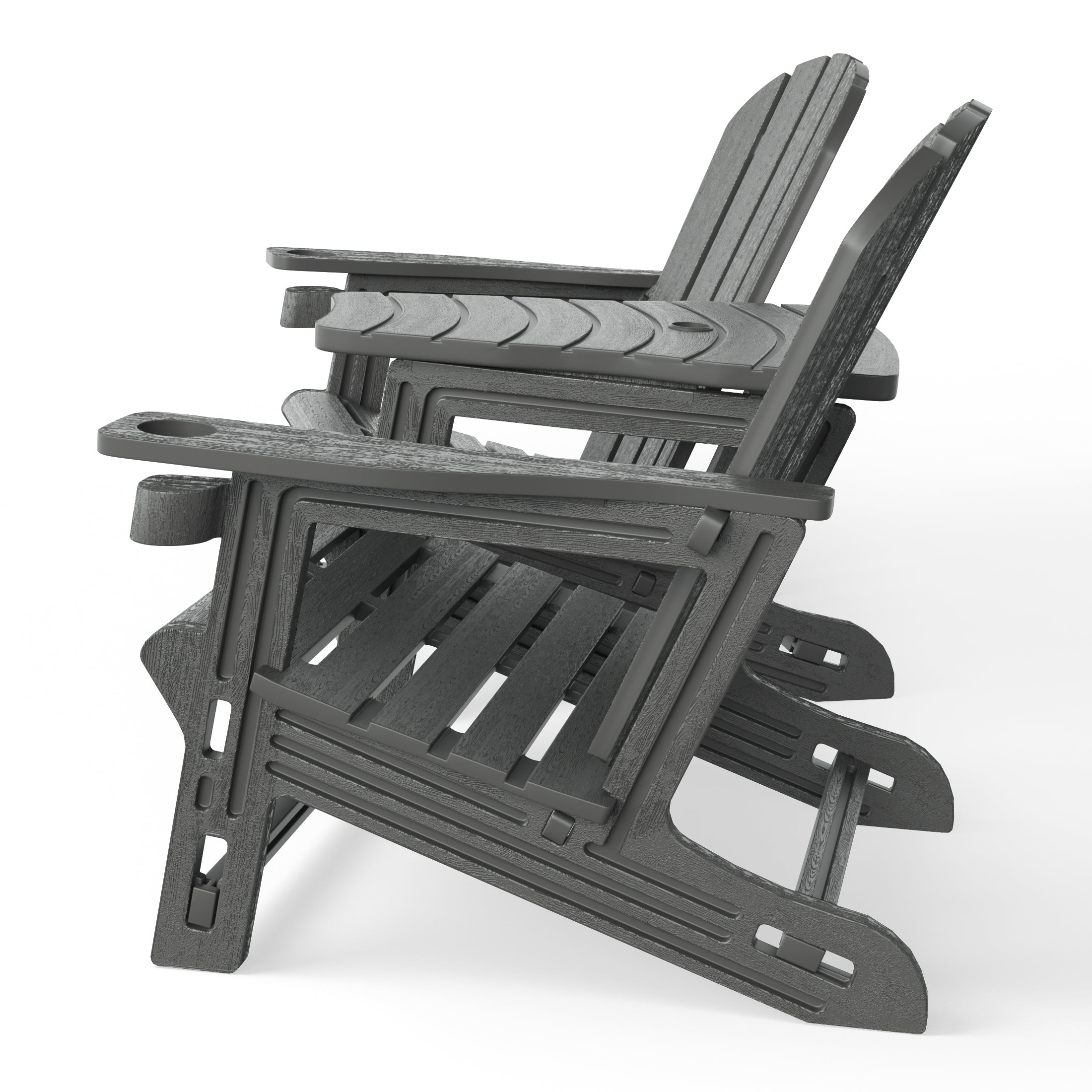 Cayman Outdoor HDPE Adirondack Chairs With Connecting Table Tray (Set of 2)