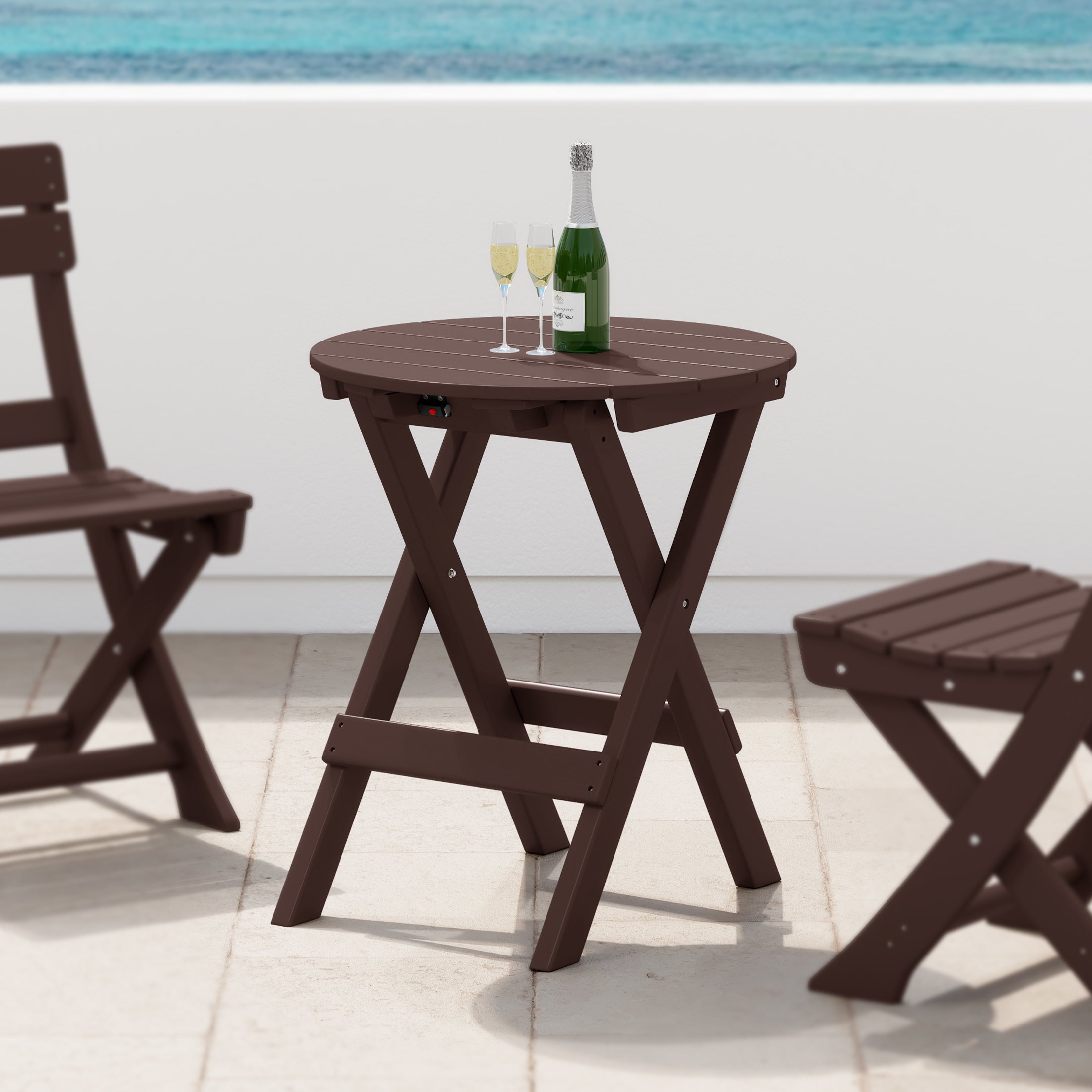 Paradise HDPE Outdoor 24.5 Inch Round Portable Folding Patio Dining Table