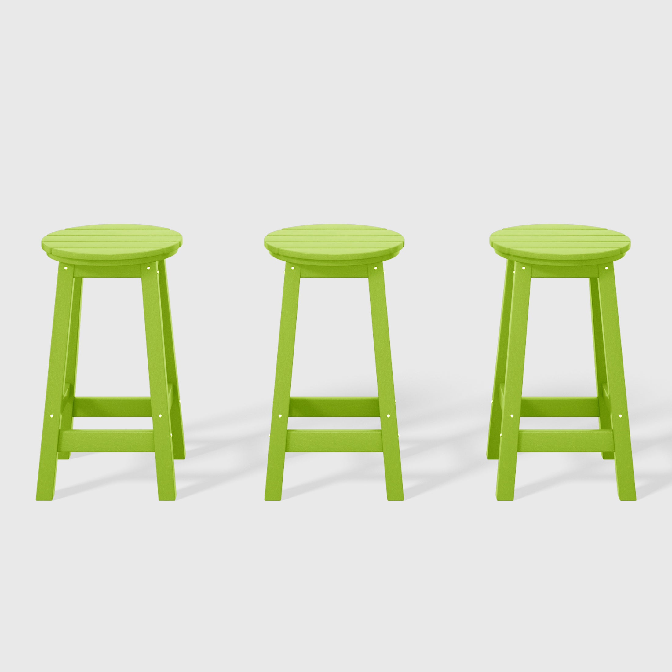 Paradise 24" HDPE Outdoor Patio Round Counter Height Bar Stool Set of 3