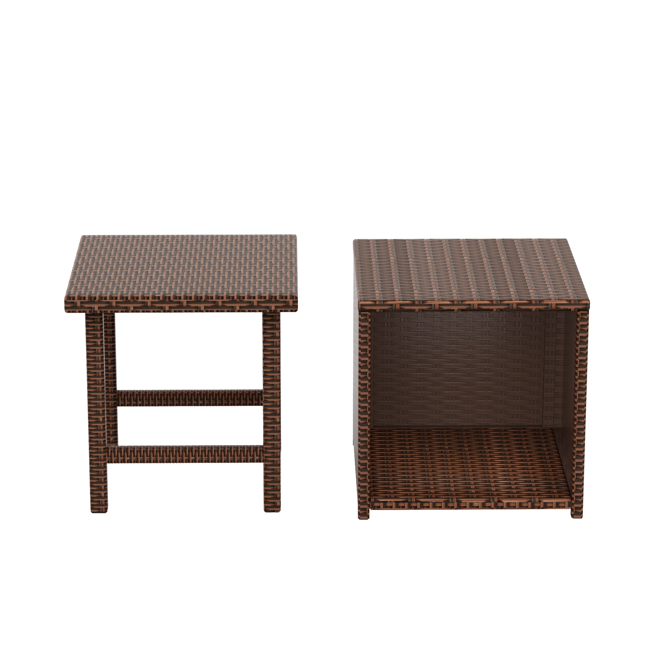 Wynston 2-piece Resin Wicker Outdoor Cube Ottoman with Square Side Table