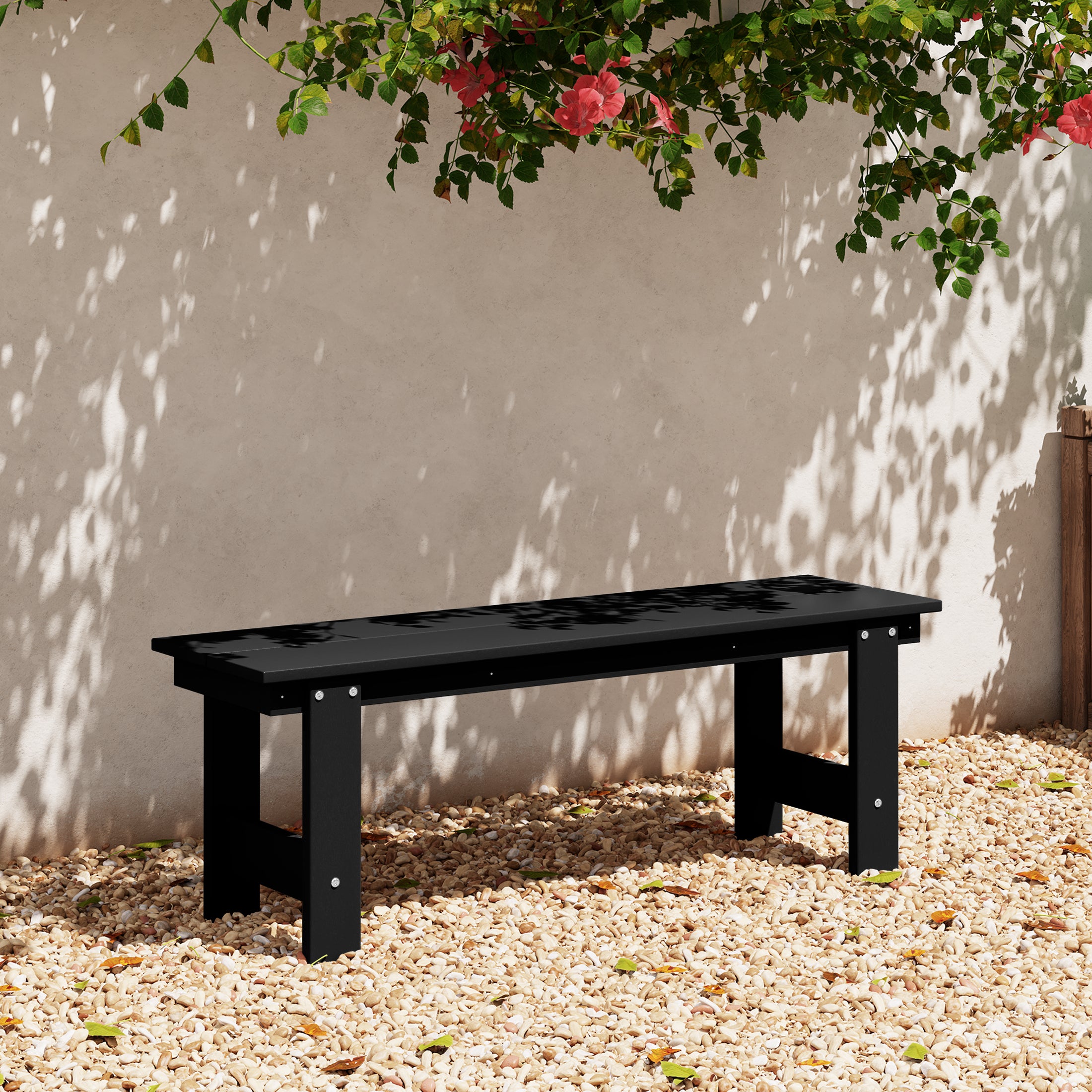 Palms Outdoor HDPE 48" Modern Backless Patio Bench